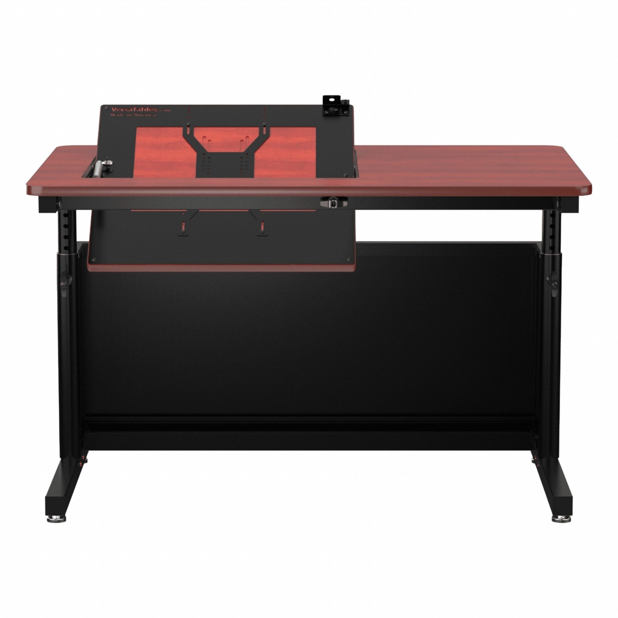 Standing Desk: Cherry, Wood, 48 in Overall Wd, 30 in Overall Dp, 36 in Max Desktop Ht
