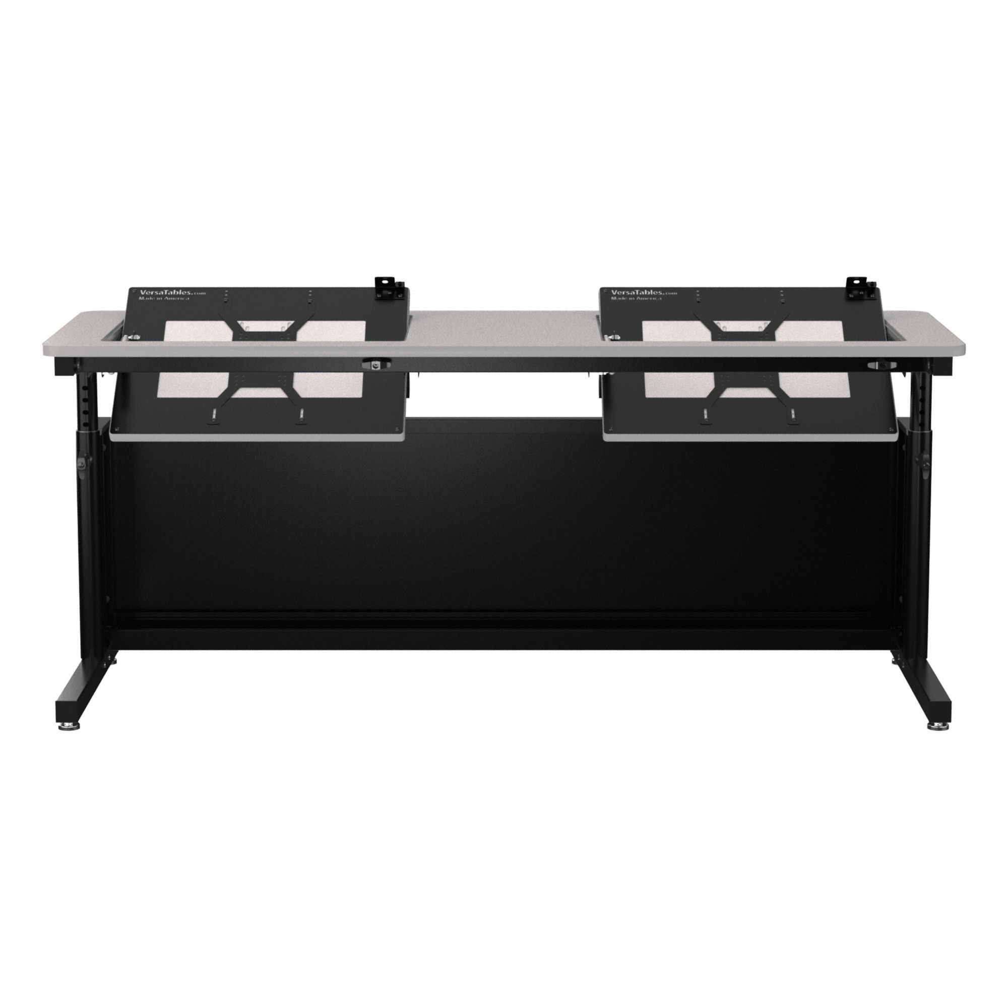 Standing Desk: Gray, Wood, 72 in Overall Wd, 24 in Overall Dp, 36 in Max Desktop Ht, Black