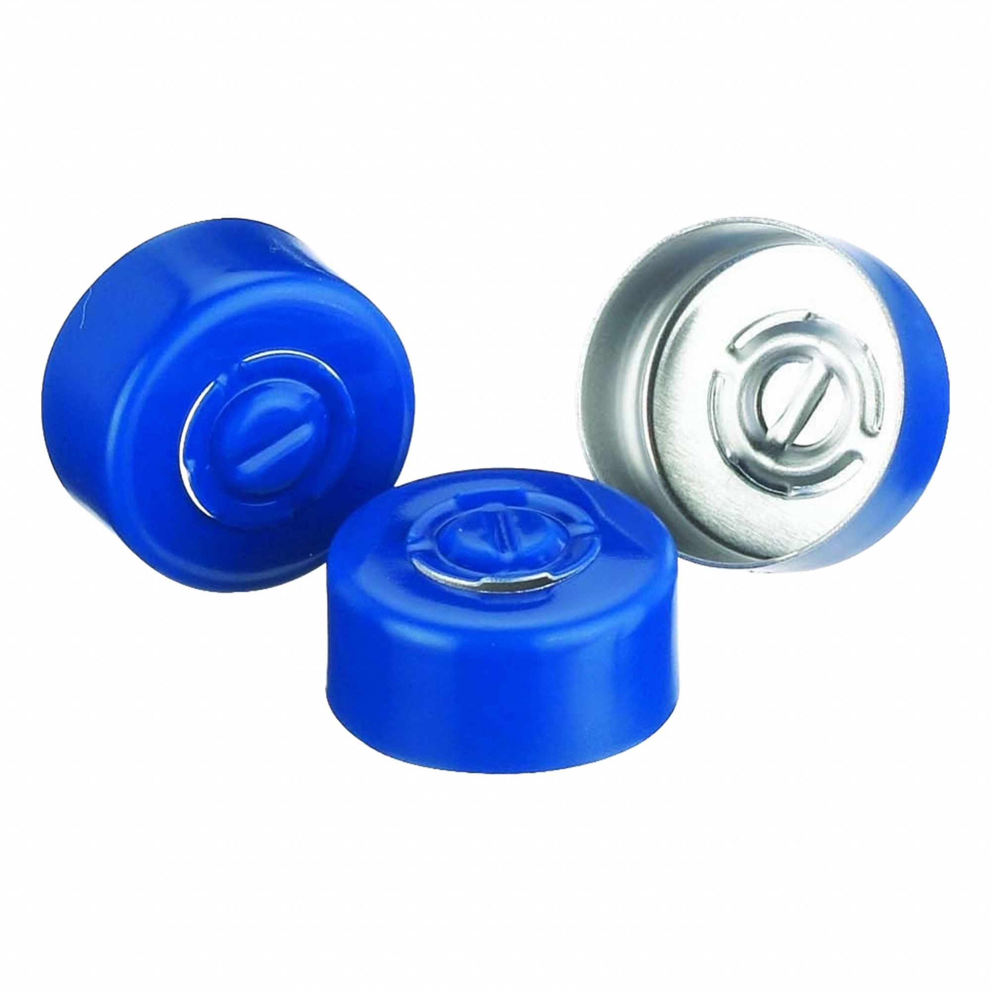 Lab Bottle Caps: 13 mm Dia, Blue, Aluminum, Unlined, 1,000 Closures Included, Colored (MPN 224182-05). Key specifications — Clarity: Colored; Septa Included: No; Vented: No; Brand: WHEATON; Closure Color: Blue; Closure Liner Material: Unlined.
