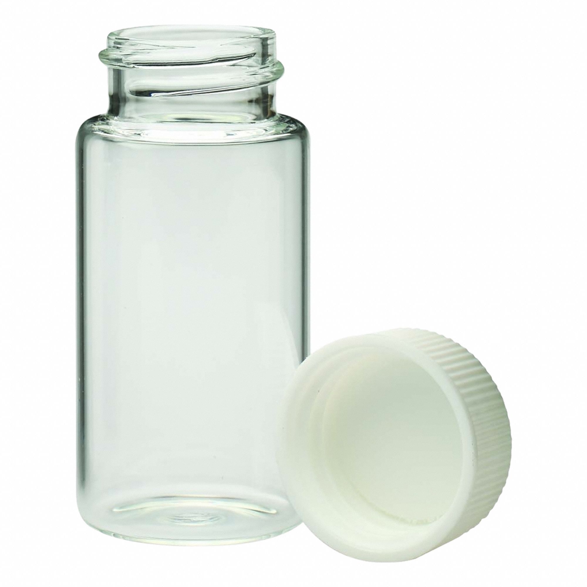 WHEATON Glass Vials & Ampules - Vial: 20 mL, Includes Closure, Polypropylene, 28 mm Body Dia, Round (MPN 986580). Key specifications — Body Color: Colorless; Screw Closure Size: 22-400 mm; Brand: WHEATON; Bottom Shape: Round; Self-Standing: Self-Standing.