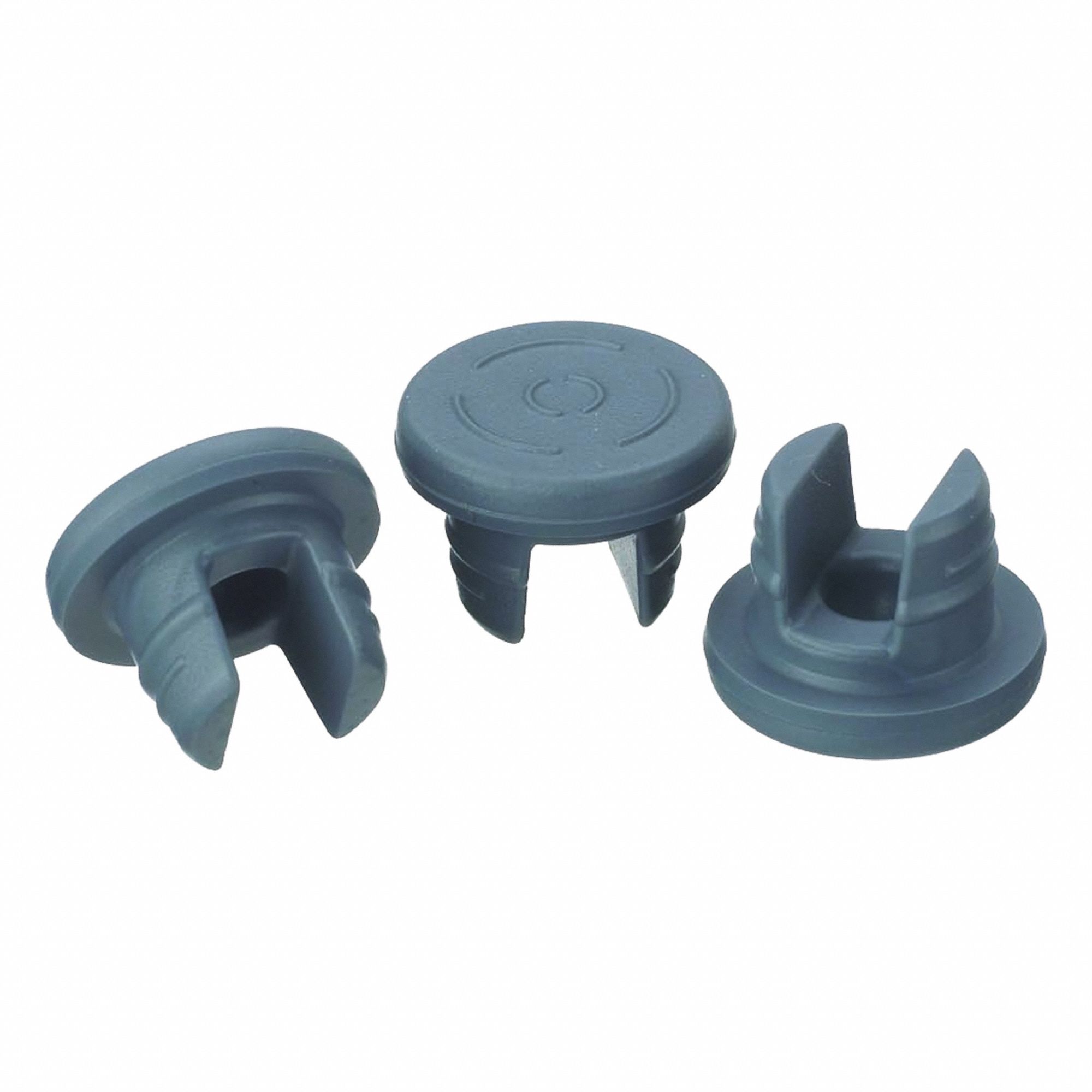 Stopper: Bromobutyl, 20 Stopper Size, 13.4 mm Bottom Dia, 18.75 mm Top Dia, 13.3 mm Overall Ht, Gray (MPN W224100-406). Key specifications — Standards: USP <381>; Brand: WHEATON; Color: Gray; Stopper Size: 20; Material: Bromobutyl.