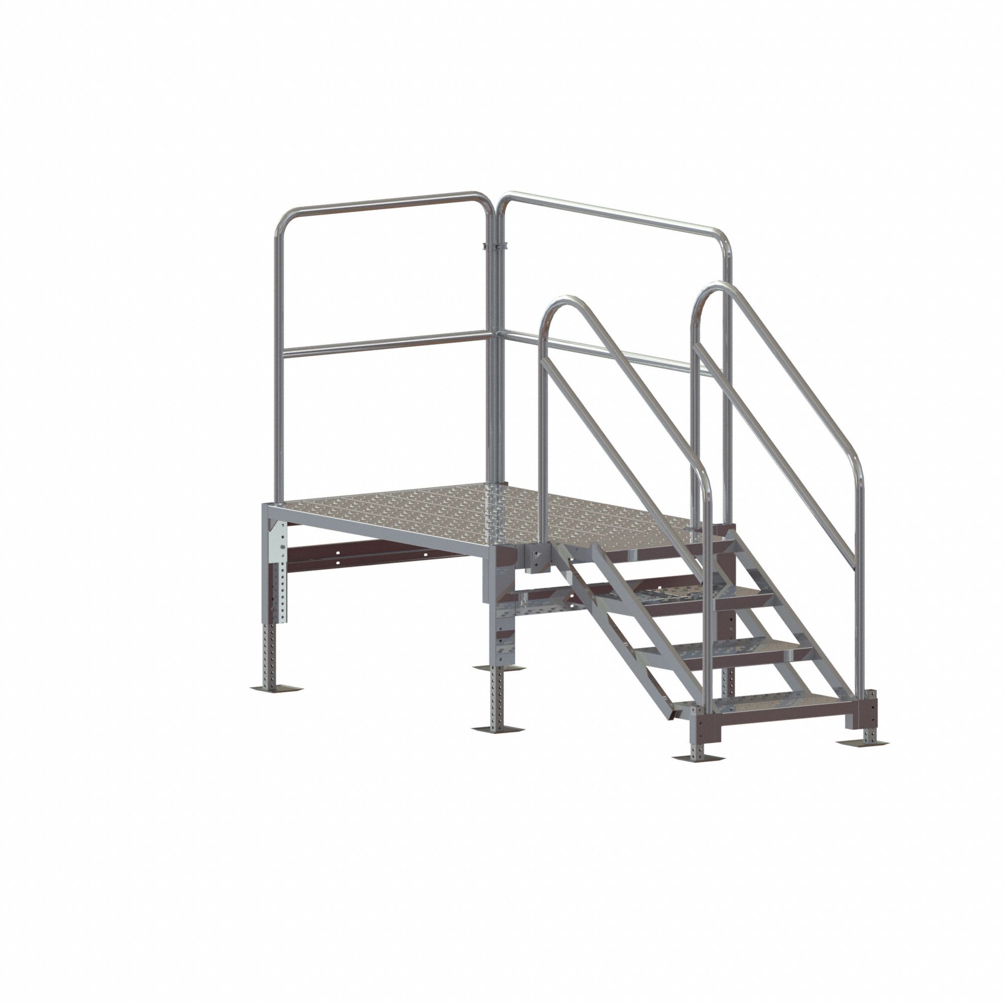 TRI-ARC, 6 ft Overall Ht, Aluminum/Steel, Portable Stairs