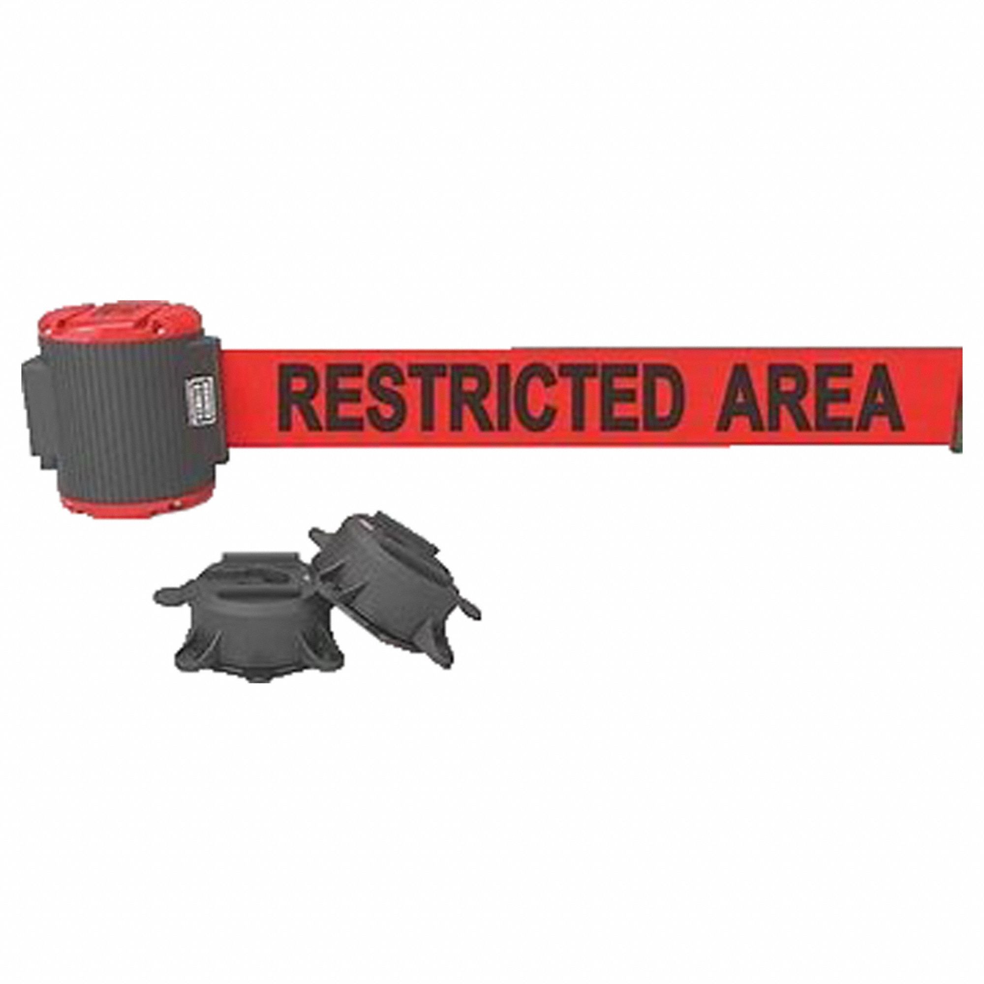 Retractable Belt Head: Red, 42 in Overall Ht, 15 ft Belt Lg, 2 1/2 in Belt Wd
