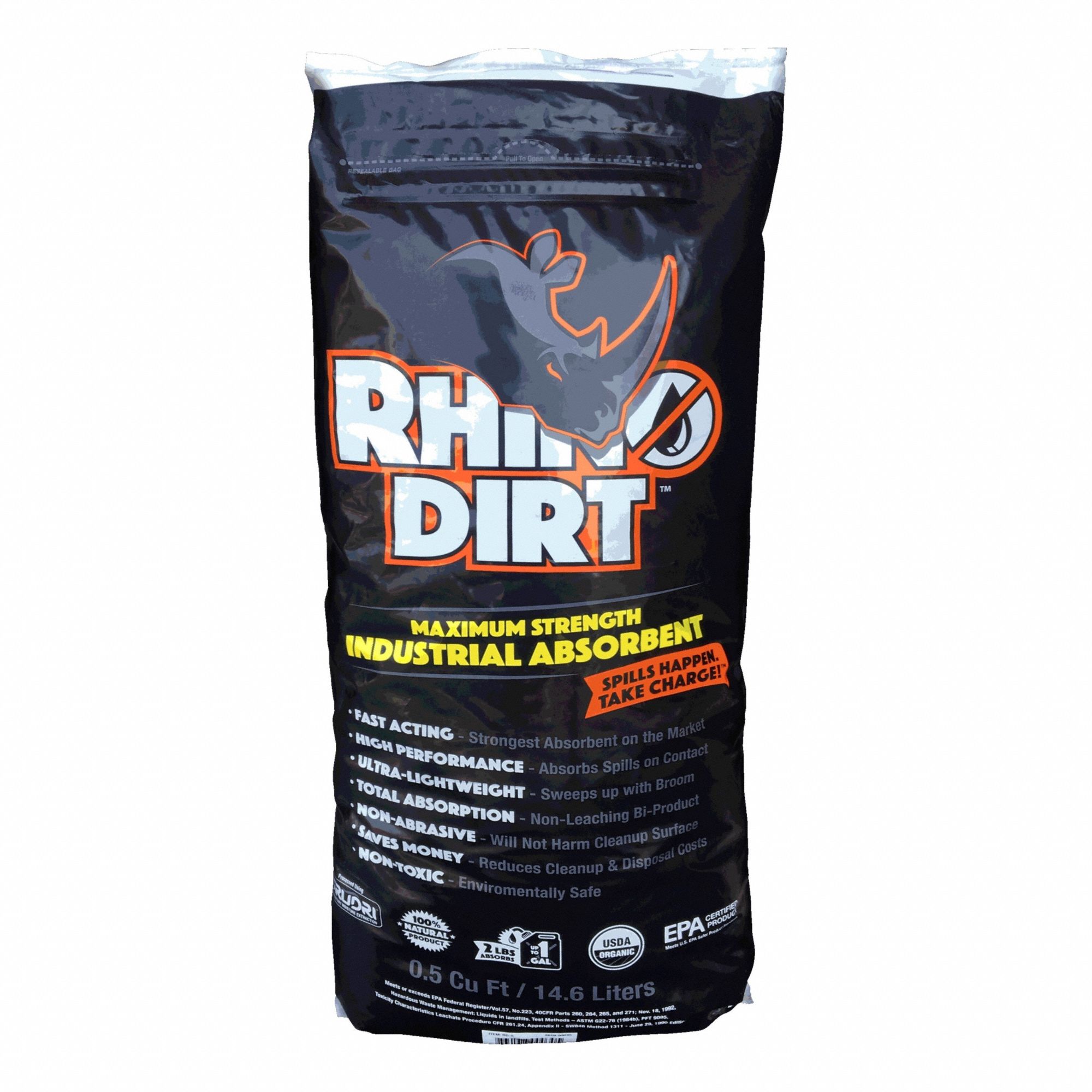 Loose Sorbent: Industrial Peat Moss, 2 gal Volume Absorbed per Pkg., 4 lb Wt, Bag