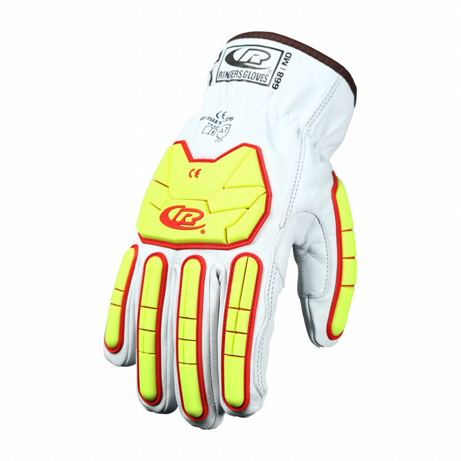 Leather Gloves: 2XL ( 12 ), Work Glove, Goatskin Leather, Premium, ANSI Impact Level 2, 1 PR