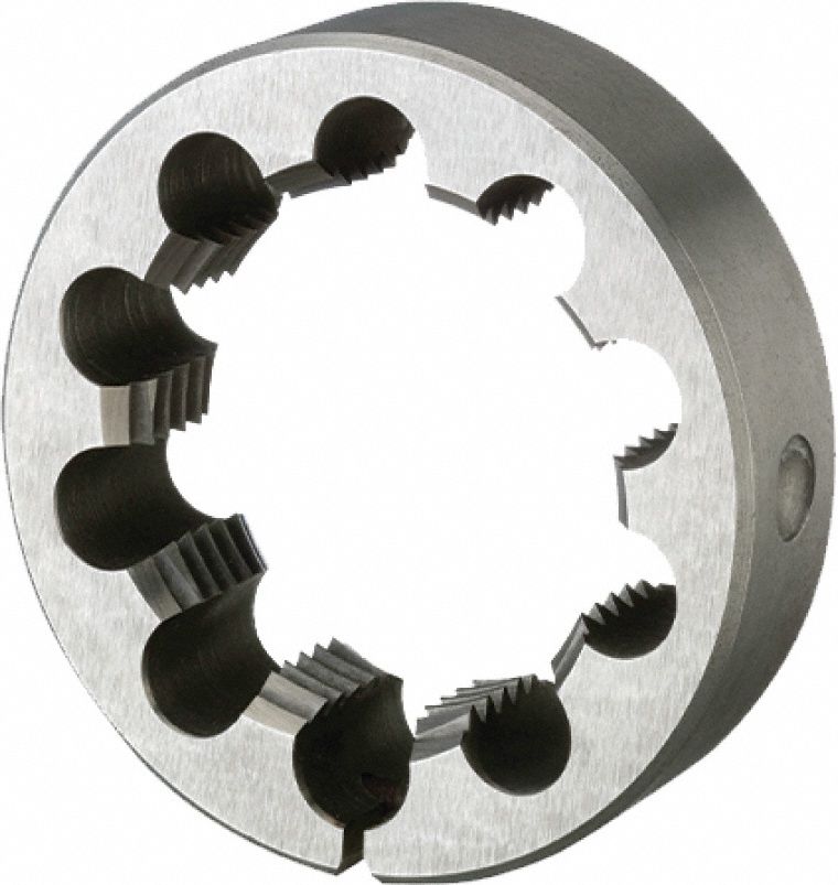Round Threading Die: Solid, High Speed Steel, Left Hand, #10-24 Thread Size
