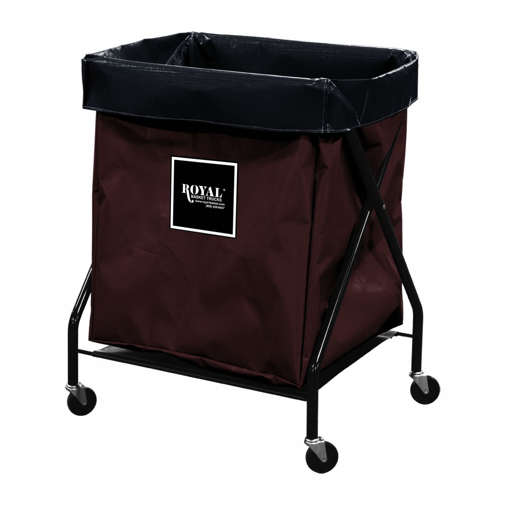 X-Frame Hamper: Vinyl Liner, Brown, (4) Swivel, 9.5 cu ft Total Volume, Steel