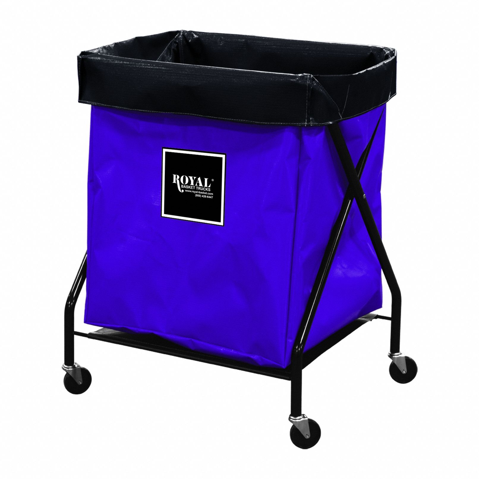 X-Frame Hamper: Vinyl Liner, Purple, (4) Swivel, 9.5 cu ft Total Volume, Steel