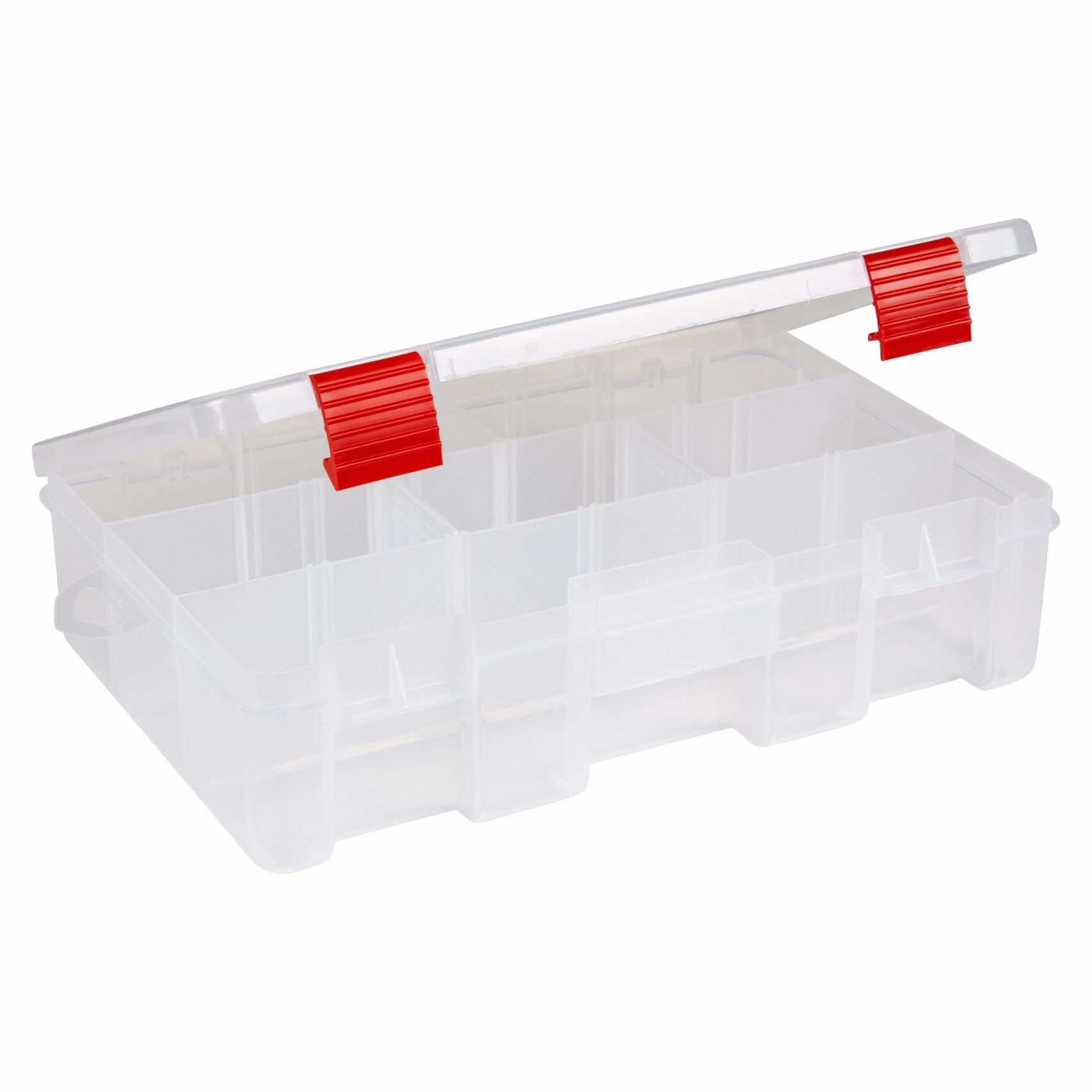 PLANO MOLDING, 11 in x 7 1/4 in x 1 3/4 in, Clear, Compartment Box ...