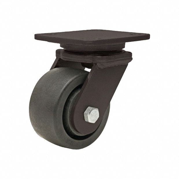 Plate Caster: Swivel, Nylon, 4 in Wheel Dia, 2 in Wheel Wd, 5 5/8 in Mounting Ht, Rectangle