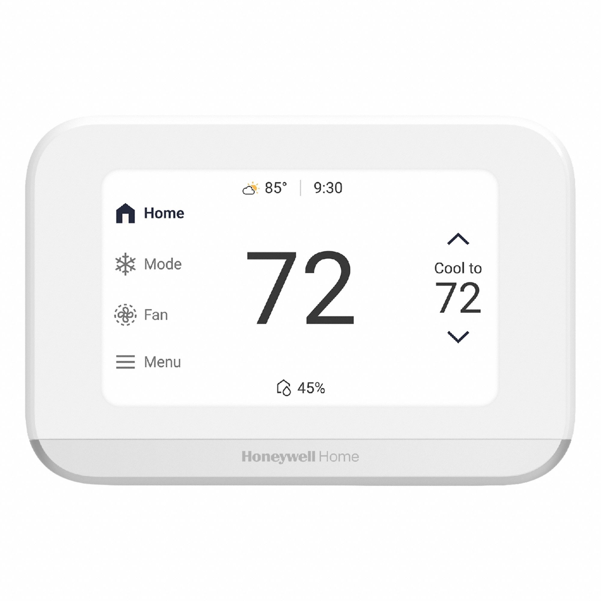 HONEYWELL HOME Smart Thermostat: Heat and Cool, Auto and Manual, Fully Customizable (In-App Based) (MPN THX1000W1/U). Key specifications — Application: Heat and Cool; Stages: 4H/2C Heat Pump; Programming Capability: Fully Customizable (In-App Based); Shape: Rectangle; Terminal Designations: R; Temperature Control Range: 40° to 99°F; Changeover Type: Automatic and Manual; Brand: HONEYWELL HOME.