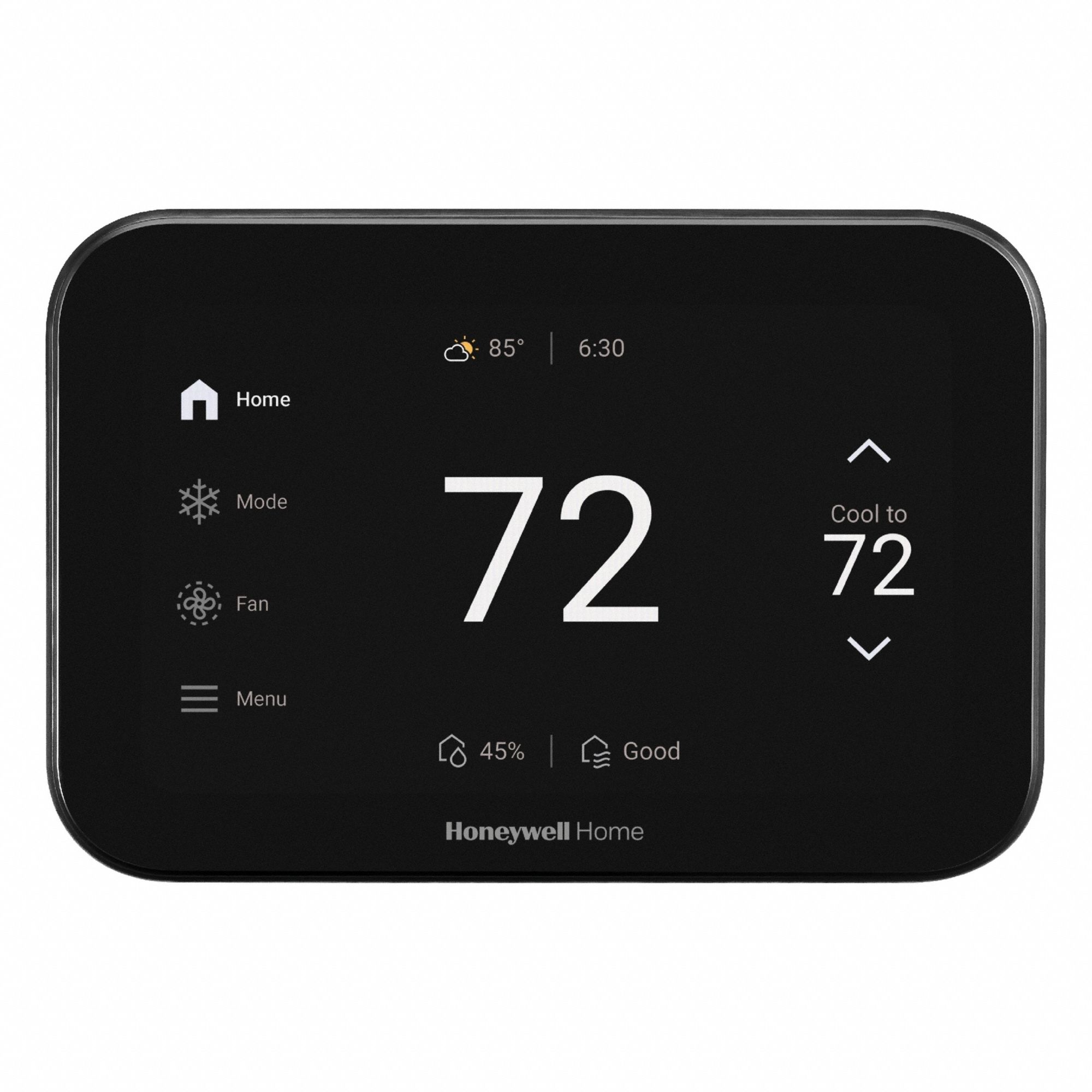 HONEYWELL HOME Smart Thermostat: Heat and Cool, Auto and Manual, Fully Customizable (In-App Based) (MPN YTHX1200B6/U). Key specifications — Application: Heat and Cool; Stages: 4H/2C Heat Pump; Programming Capability: Fully Customizable (In-App Based); Shape: Rectangle; Terminal Designations: Y2; Temperature Control Range: 40° to 99°F; Changeover Type: Automatic and Manual; Brand: HONEYWELL HOME.
