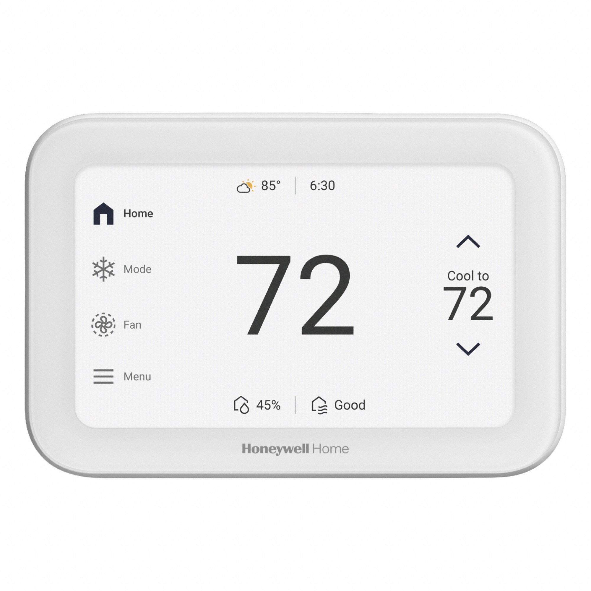 HONEYWELL HOME Smart Thermostat: Heat and Cool, Auto and Manual, Fully Customizable (In-App Based) (MPN THX1100W3/U). Key specifications — Application: Heat and Cool; Stages: 2H/4C Conventional; Programming Capability: Fully Customizable (In-App Based); Shape: Rectangle; Terminal Designations: C; Temperature Control Range: 40° to 99°F; Changeover Type: Automatic and Manual; Brand: HONEYWELL HOME.