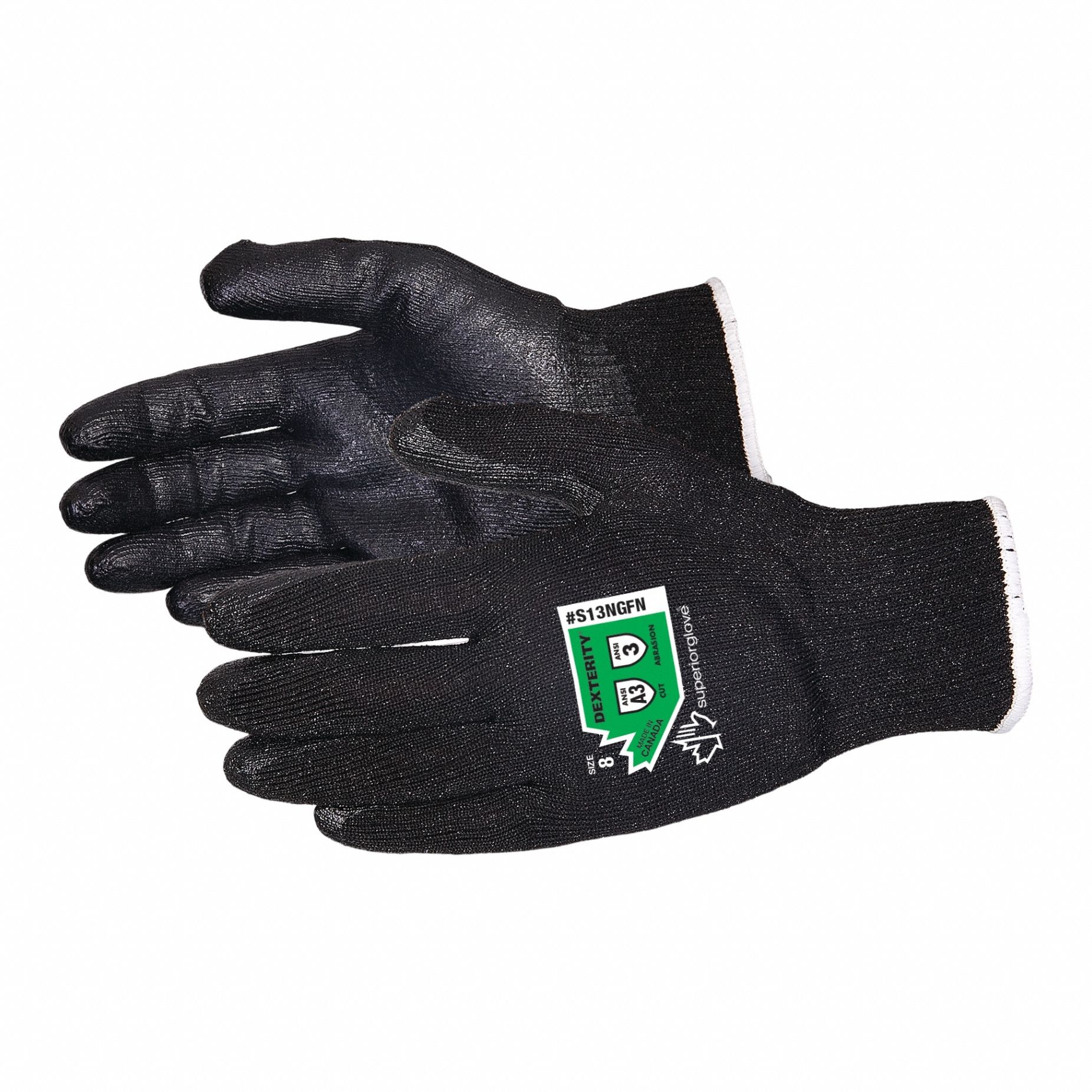 Cut-Resistant Gloves: M ( 8 ), ANSI Cut Level A2, Palm, Dipped, Foam Nitrile, 1 PR