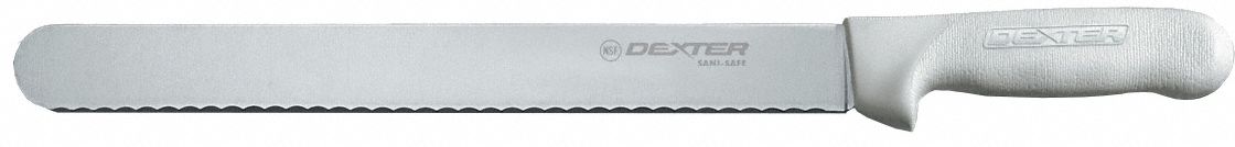 Scalloped Slicer: Scalloped, 19 in Overall Lg, Steel Blade, Plastic Handle, White Handle
