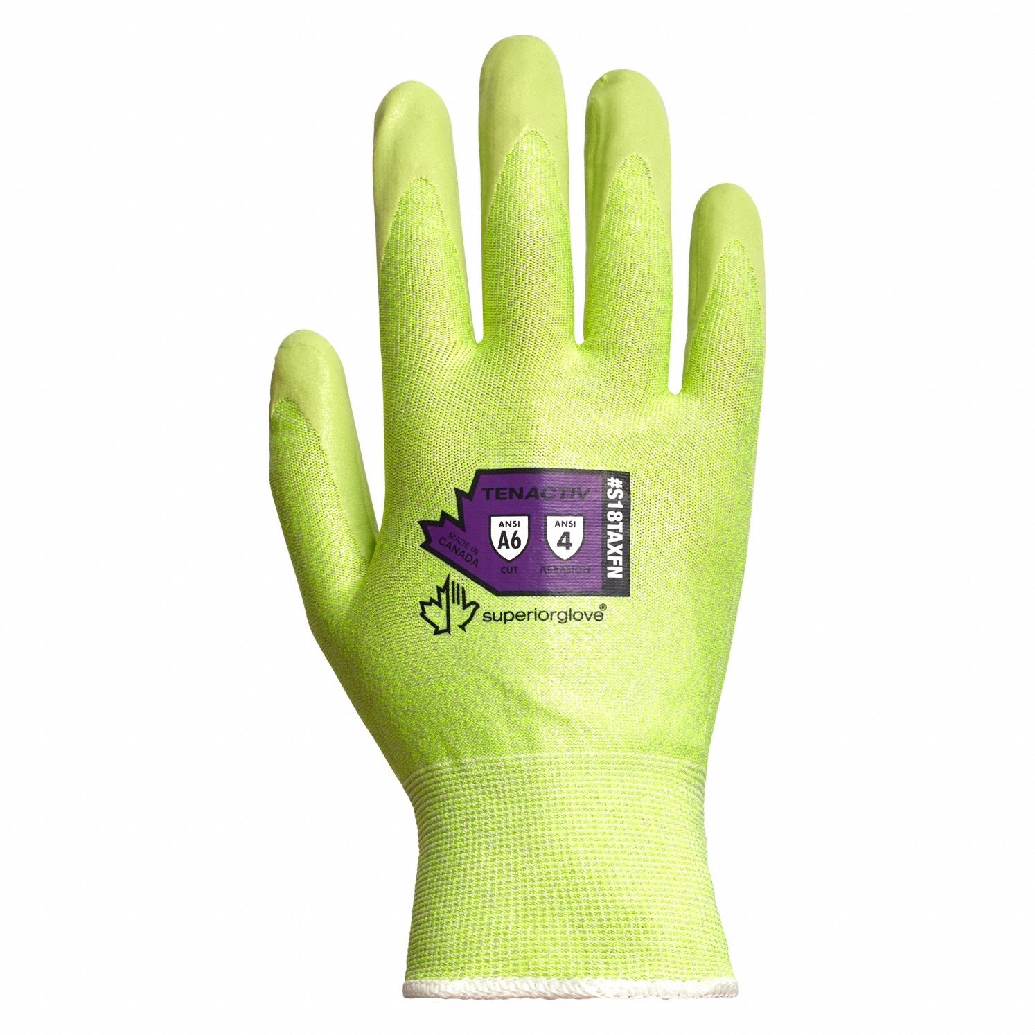 Knit Gloves: 2XS ( 5 ), ANSI Cut Level A9, Palm, Foam Nitrile, TenActiv ( 18 ga ), 1 PR