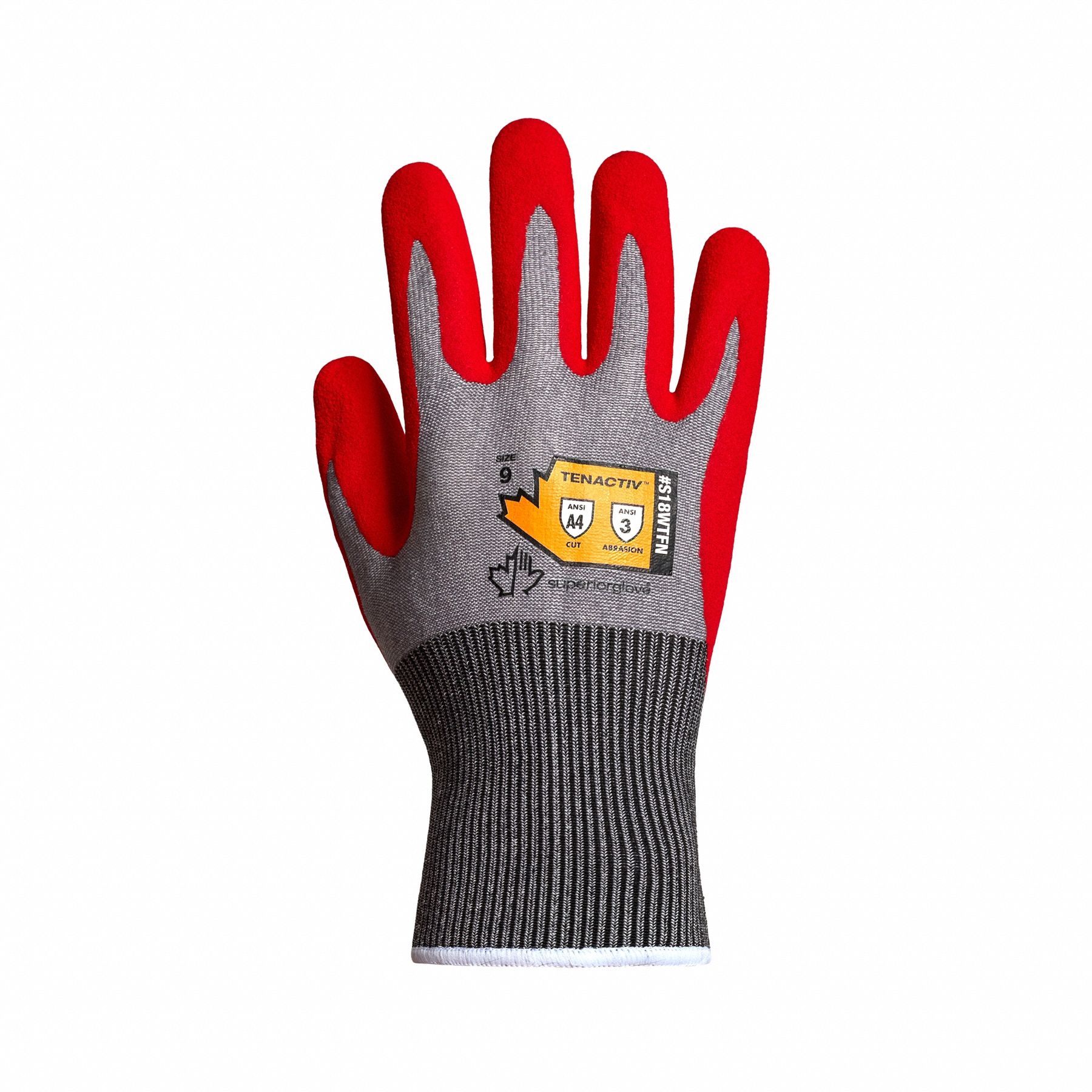 TENACTIV Work Gloves: 2XL ( 11 ), ANSI Cut Level A4, Palm, Dipped, Foam  Nitrile, Texture, 1 PR