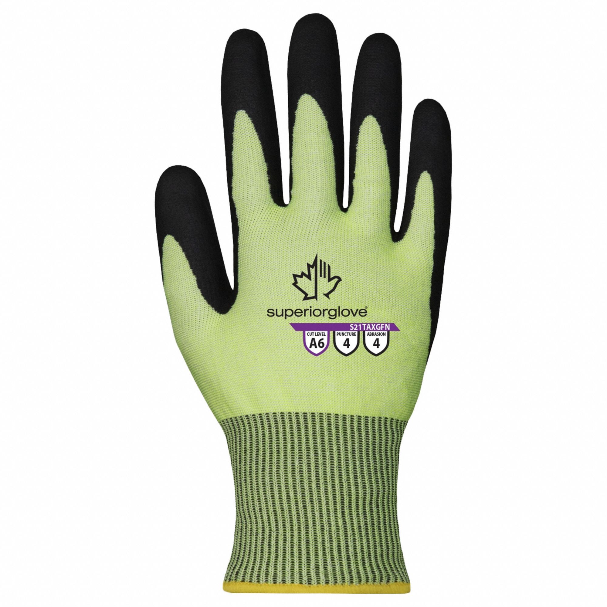Knit Gloves: 2XL ( 11 ), ANSI Cut Level A6, ANSI Impact Level 0, Palm, Nitrile, 1 PR