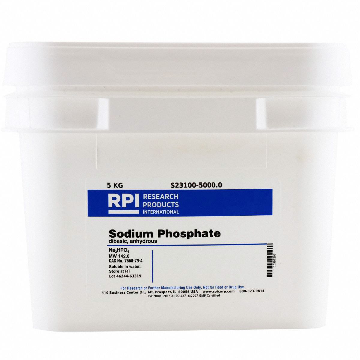 Sodium Phosphate - Dibasic Anhydrous: Lab, 5 kg, 7558-79-4, S23100, Buffer, Powder, 1