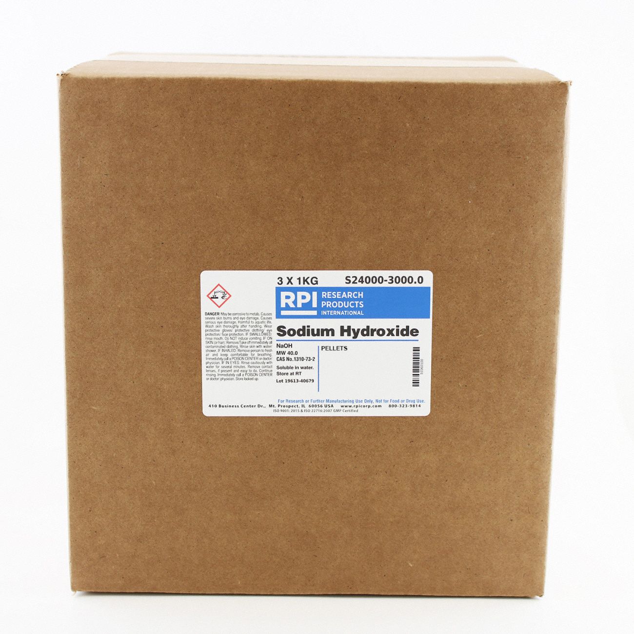 Sodium Hydroxide: ACS, 1 kg, 1310-73-2, Reagent, Pellet, Bottle, 18 mo Shelf Life, 1