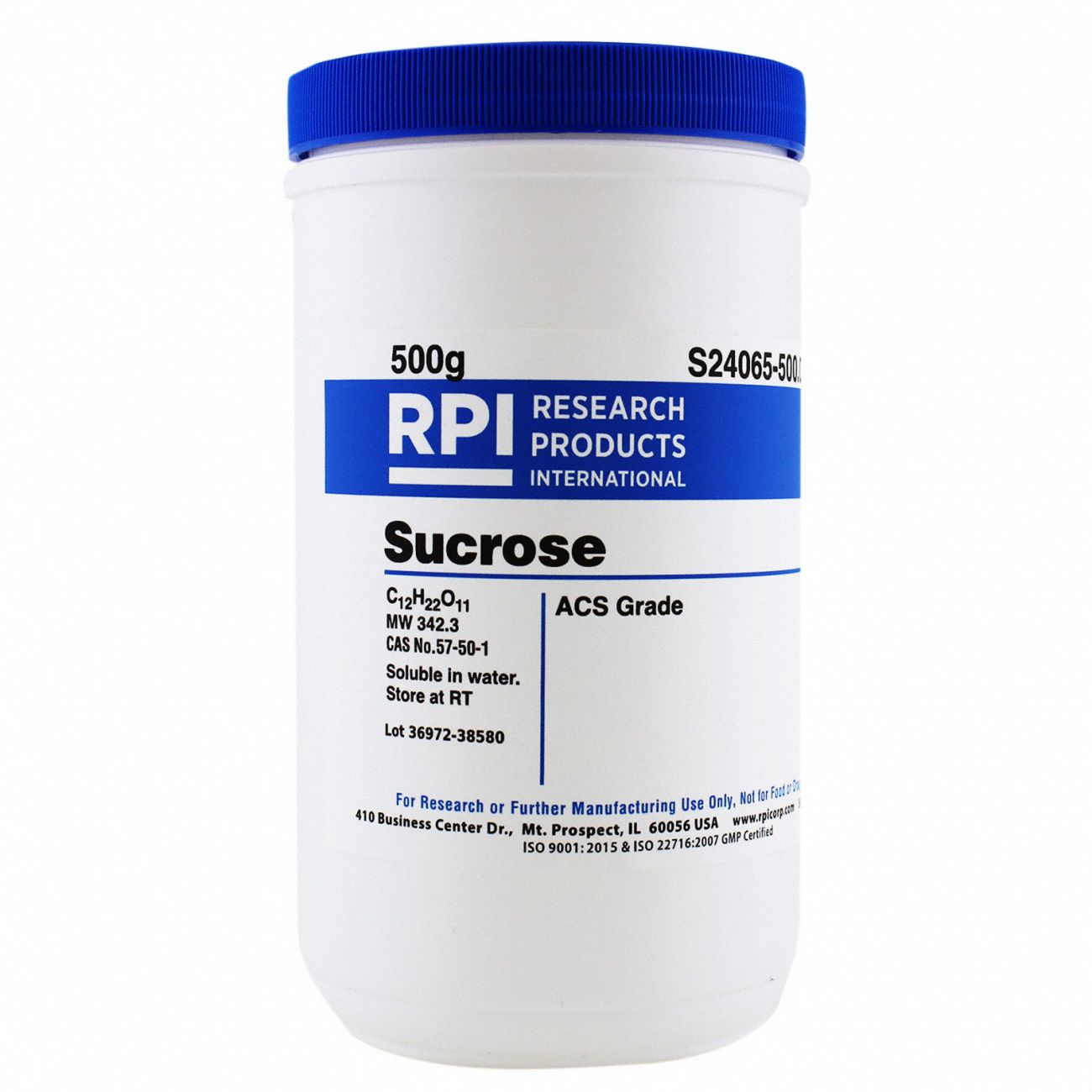 Sucrose: ACS, 500 g, 57-50-1, Reagent, Powder, 18 mo Shelf Life, 1