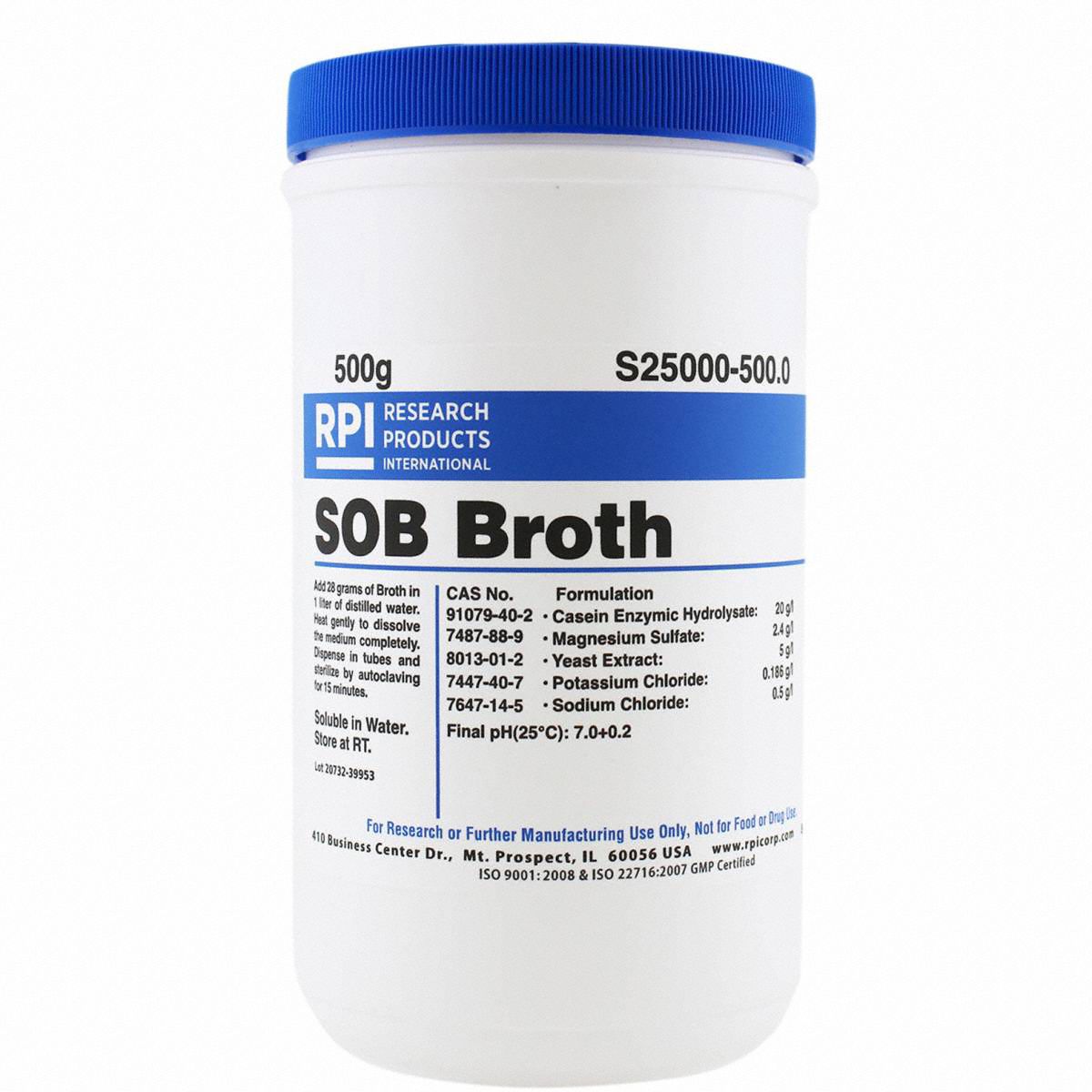 RPI, 500 g Container Size, Powder, SOB Broth - 31GD86|S25000-500.0 ...