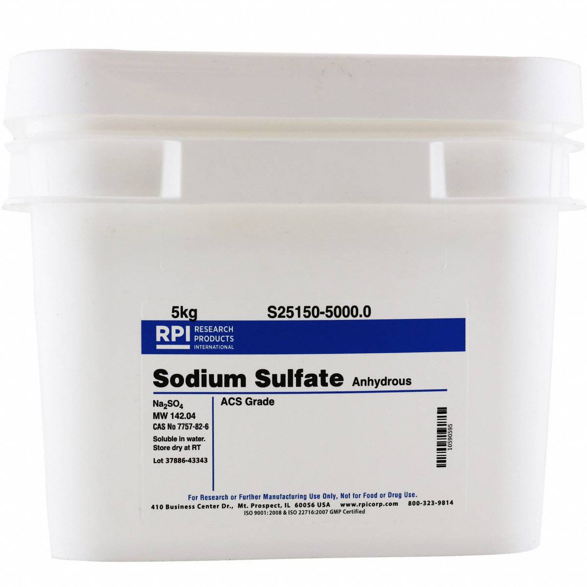 Sodium Sulfate - Anhydrous: ACS, 5 kg, 7757-82-6, Reagent, Granular, 18 mo Shelf Life, 1