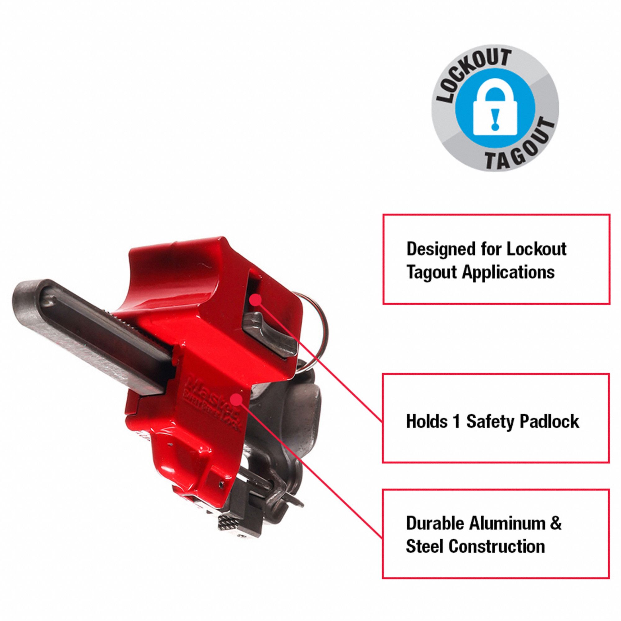 MASTER LOCK Ball Valve Lockout 2 in, 6 in, 2 3/4 in 4EMY9S3068
