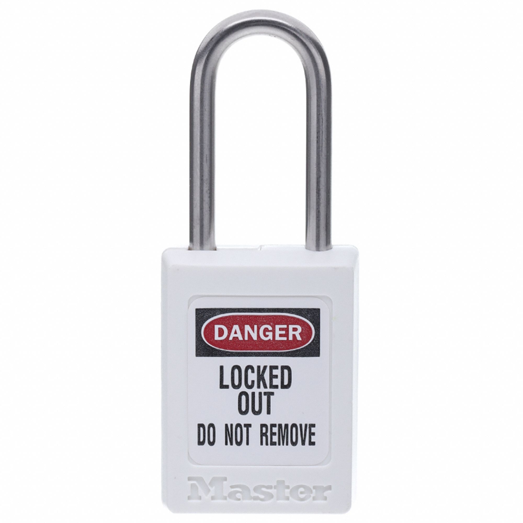 LOCKOUT PADLOCK, KEYED DIFFERENT, THERMOPLASTIC, COMPACT BODY, 1½ IN, STAINLESS STEEL, WHITE