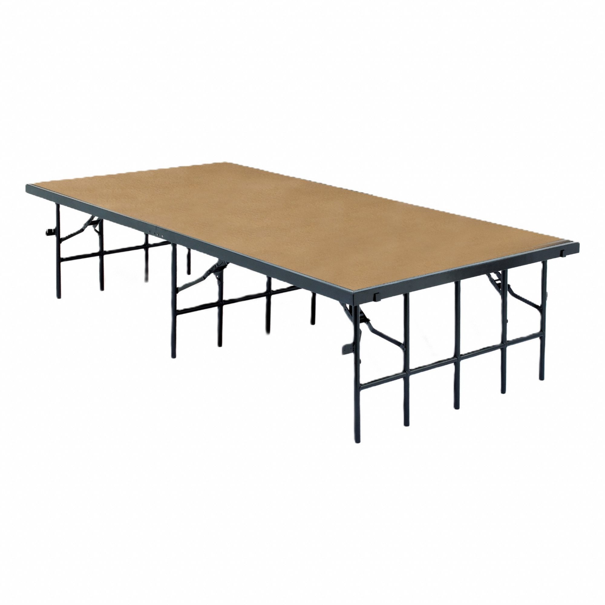 Portable Stage: Brown, 24 in Max Overall Ht, 96 in Overall Lg, Plywood, Wood