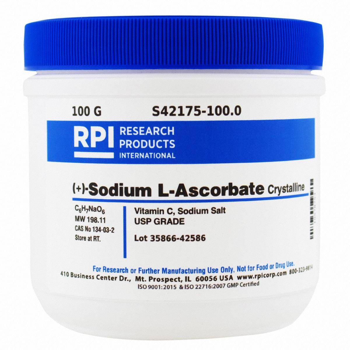 Vitamin Supplements: 100 g Volume, 134-03-2, Lab, Crystalline Powder, Can, Plastic, Reagent