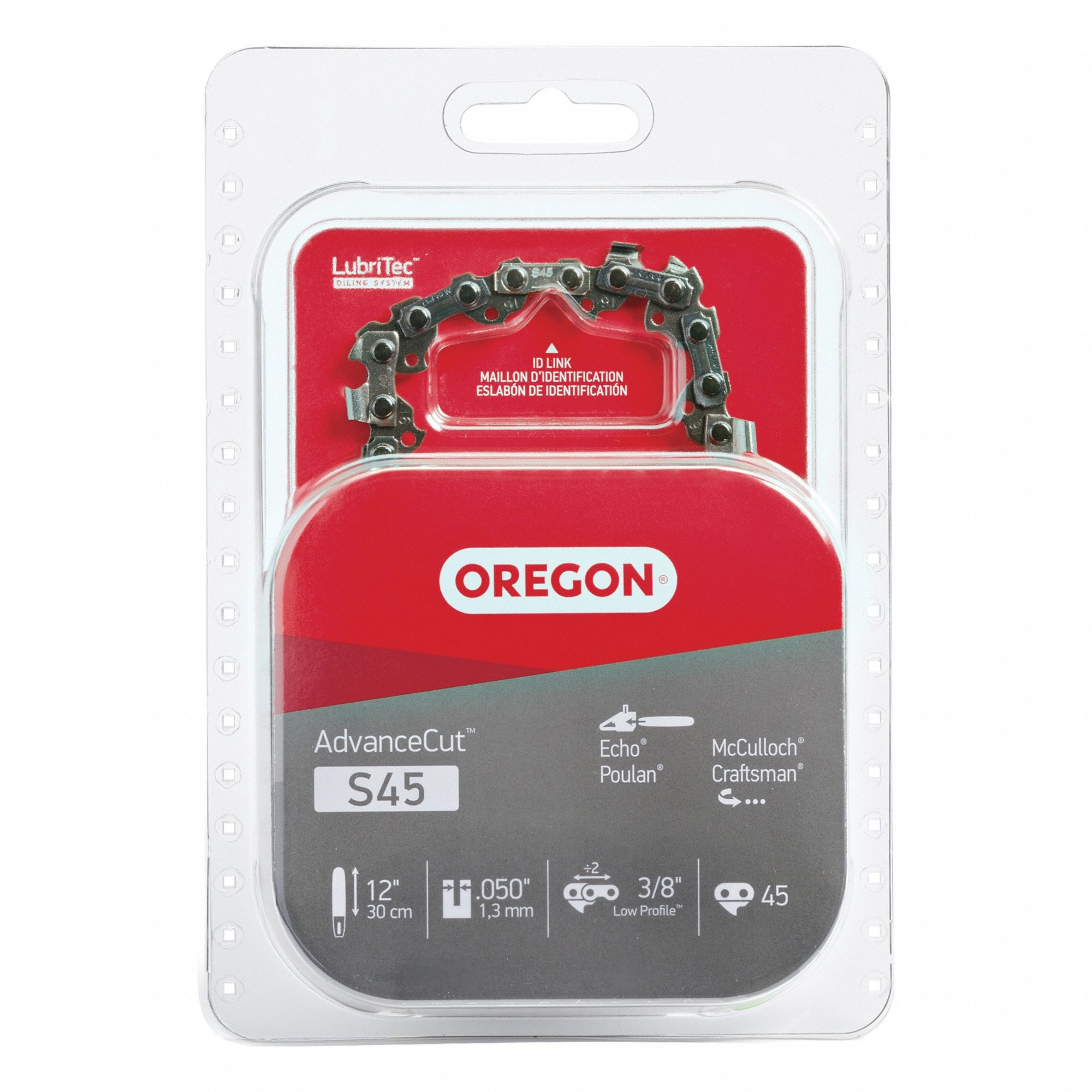 Chainsaw Chain: 12 in Compatible Bar Lg, 3/8 in, 0.05 in Gauge, 45 Links, 5/32 in File Size
