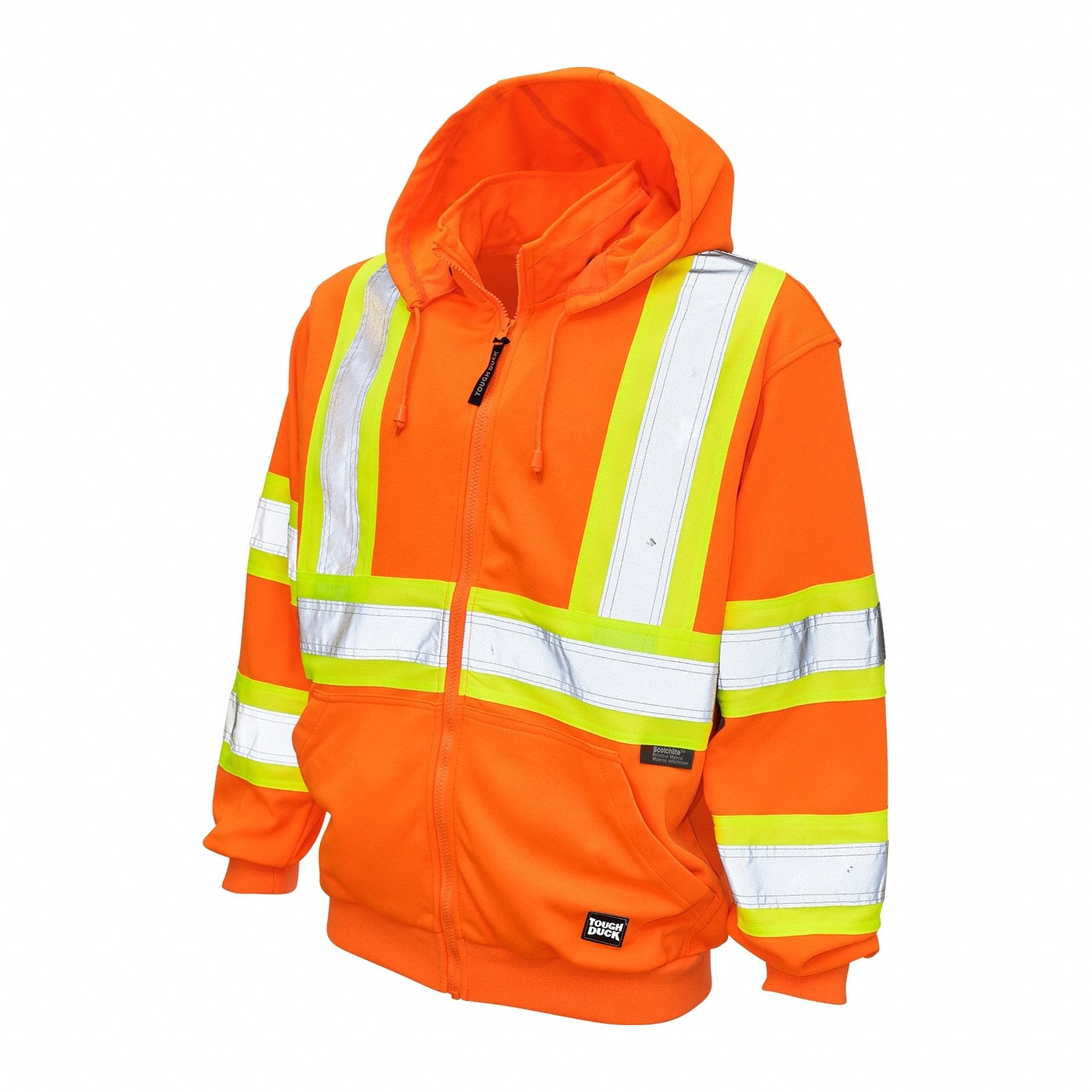 TOUGH DUCK, ANSI Class 2, Hoodie Sweatshirt, High Visibility Hooded ...