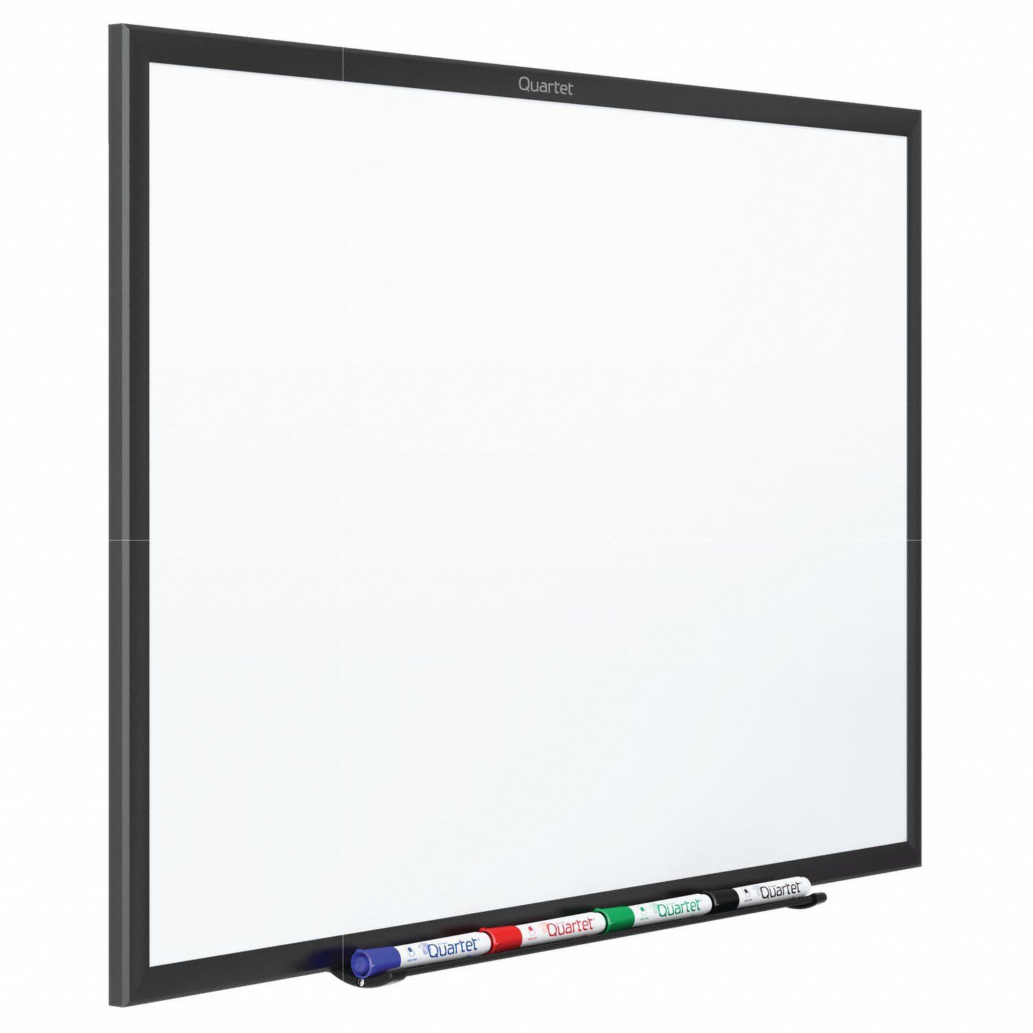 Dry Erase Board: Melamine, Framed Style, Aluminum Frame, 47 7/8 in Overall Ht, White