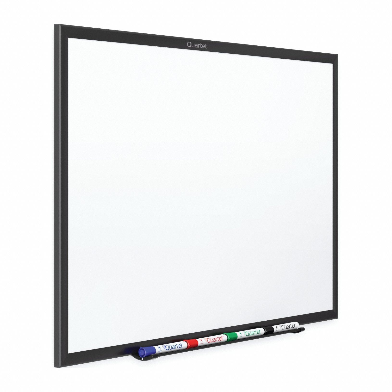 Dry Erase Board: Melamine, Framed Style, Aluminum Frame, 34 1/4 in Overall Ht, White