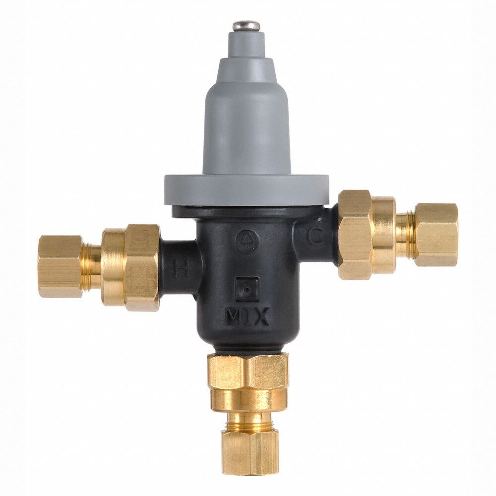 Thermostatic Mixing Valve: 3/8 in Inlet Connection Size, 3/8 in Outlet Connection Size