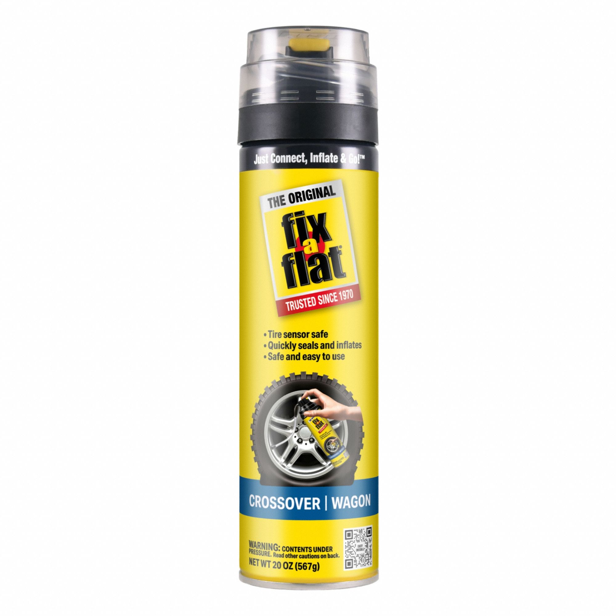 Tire Inflator: Tire Inflator, Aerosol, Aerosol Spray Can, 20 oz Container Size, Yellow