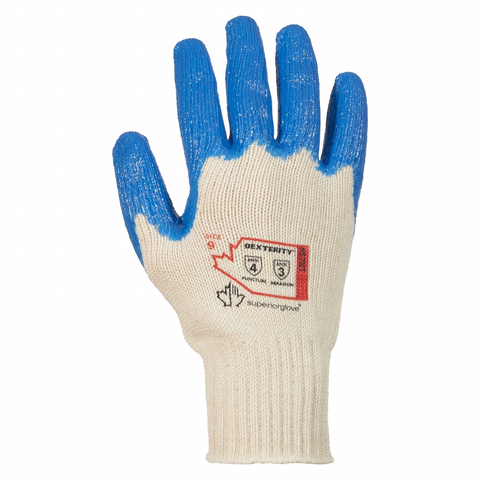 Knit Gloves: L ( 9 ), Rough, Nitrile, 3/4, Dipped, ANSI Abrasion Level 3, 12 PK