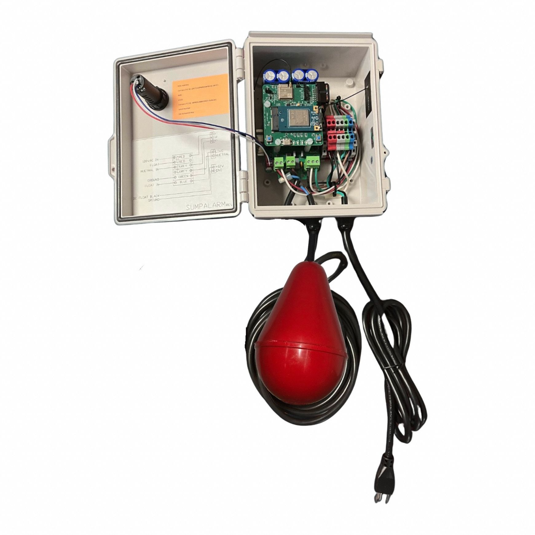 High Water Alarm: High Level, 120V AC, Auto, 95 dB, 2 Alarm Inputs, Email/Mobile App/Text