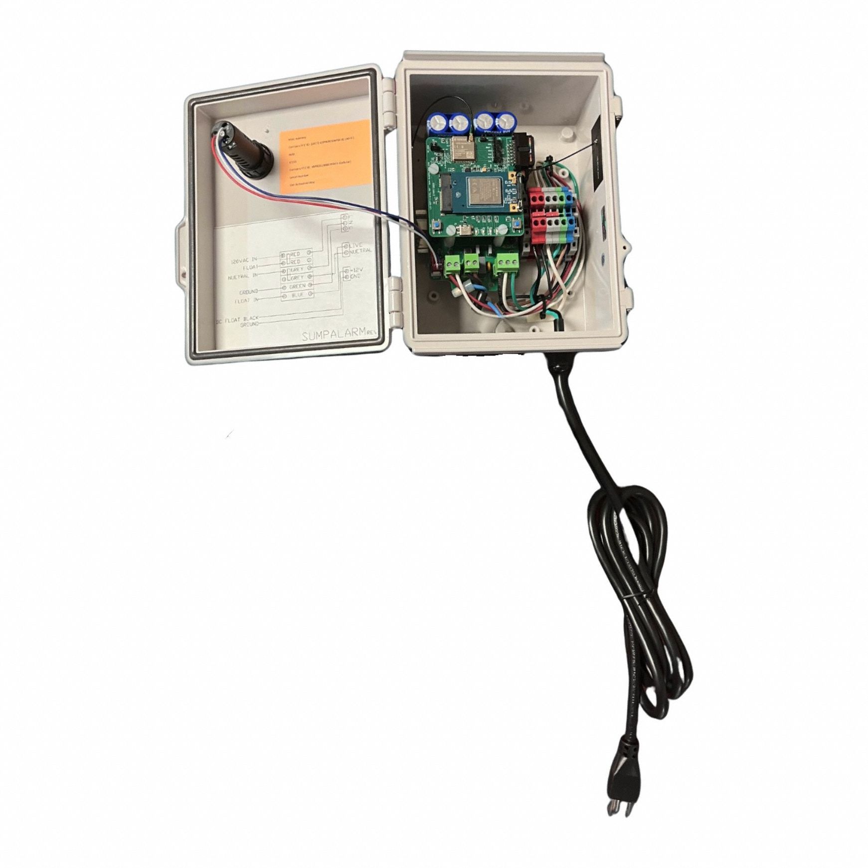 High Water Alarm: High Level, 120V AC, Auto, 95 dB, 2 Alarm Inputs, Email/Mobile App/Text