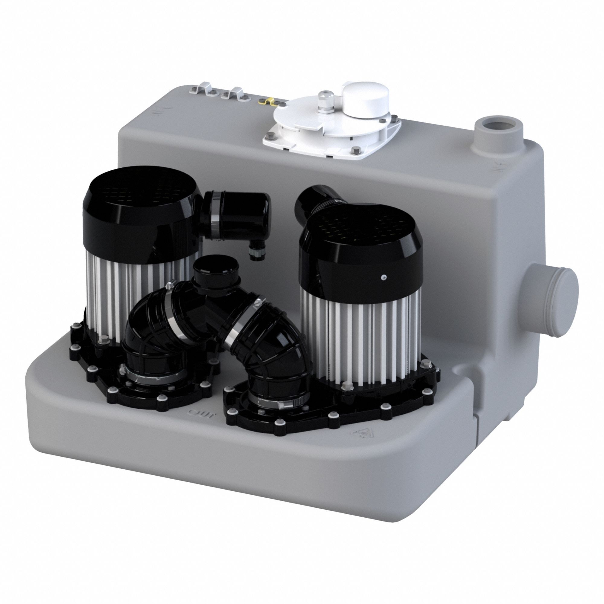 Sink Drain Pump System: 8.5 gal, 2 hp, 220/240V AC, 53 ft Max. Head, 16 A, Polyethylene, Top