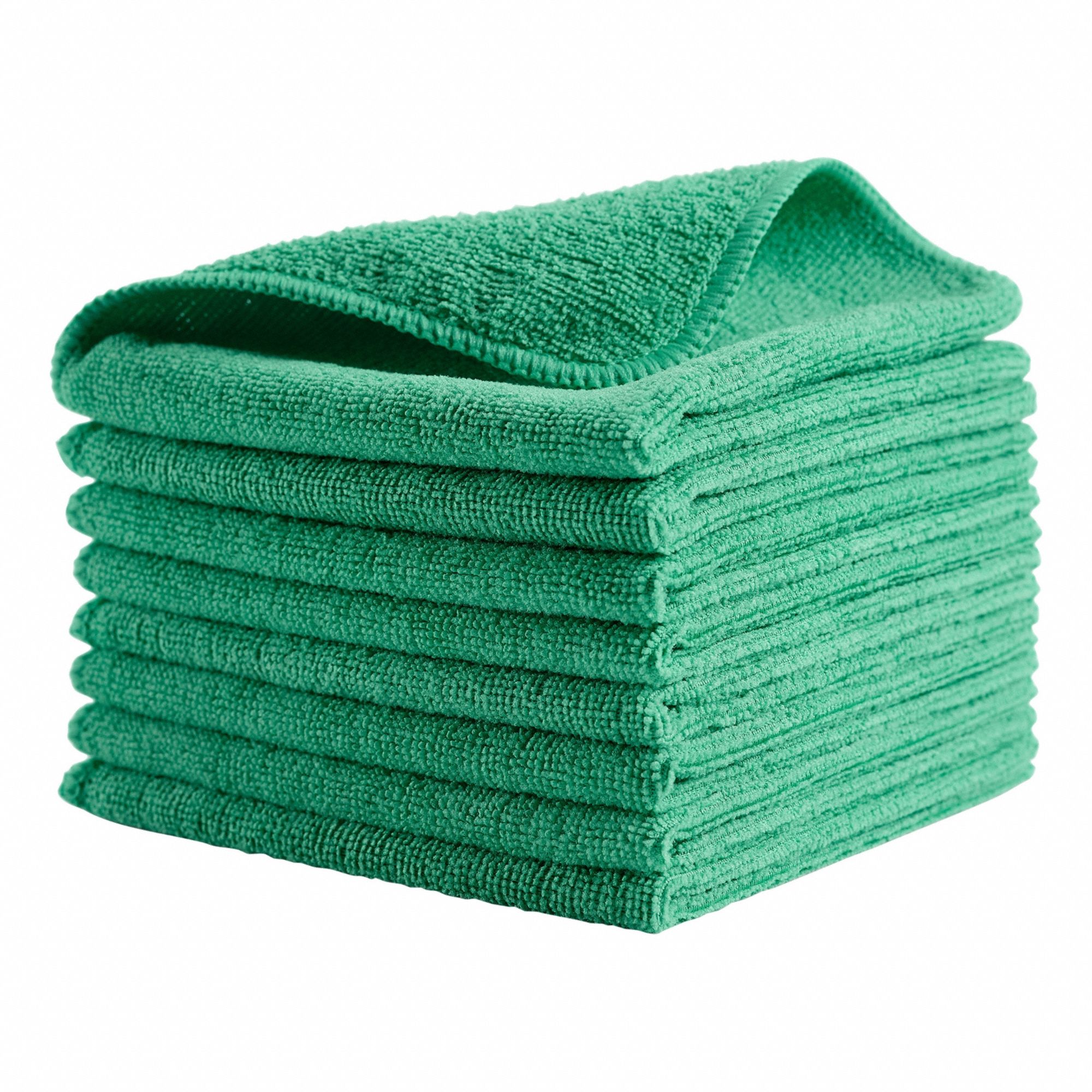 Microfiber Cloth: Microfiber, New, Green, 12 in x 12 in, Light Duty