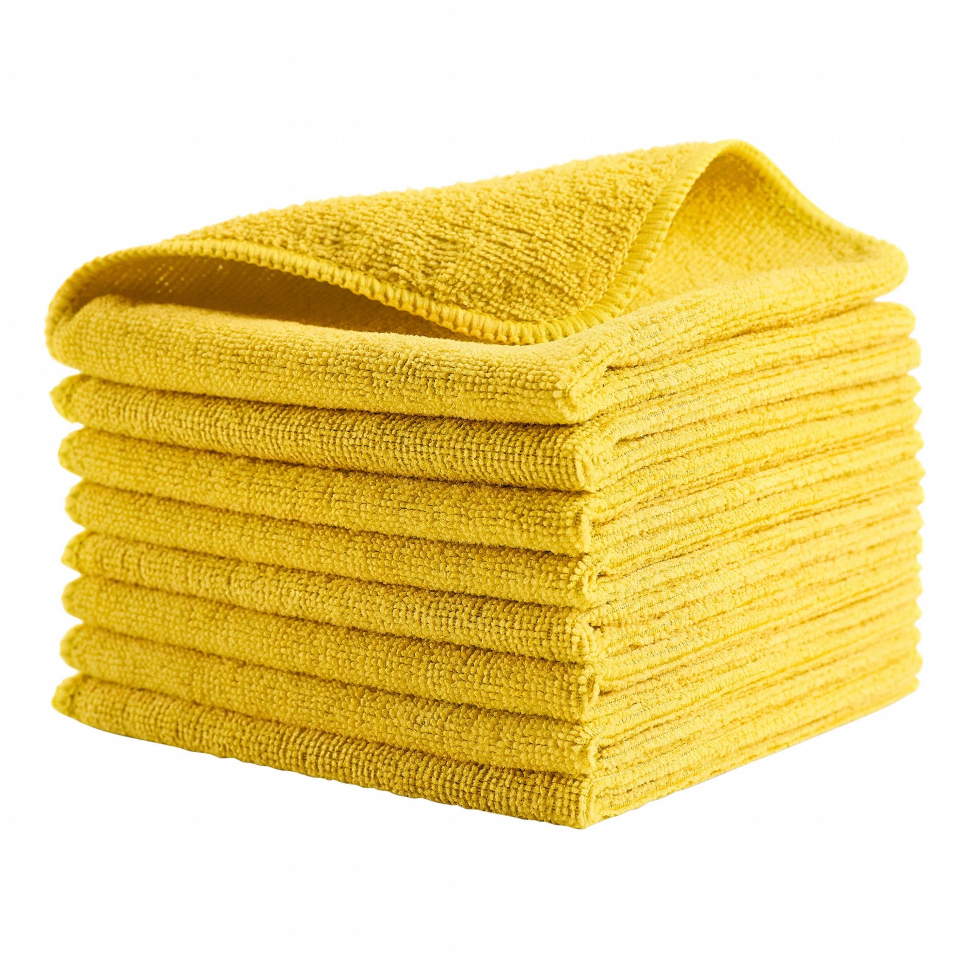 Microfiber Cloth: Microfiber, New, Yellow, 12 in x 12 in, Light Duty