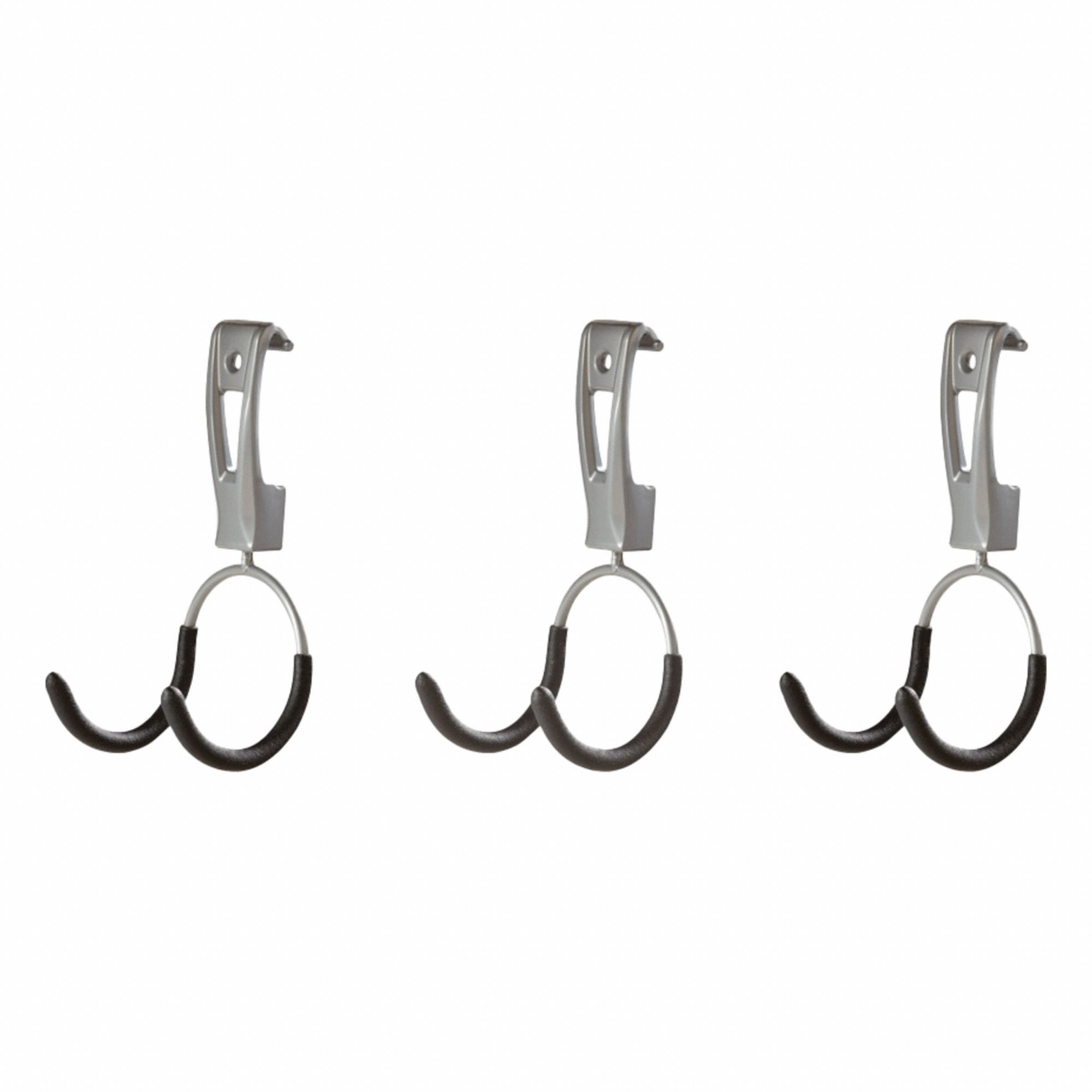 Dual Handle Hook: Steel, 3 in x 3 in x 8.4 in, 25 lb Load Capacity, Satin Nickel