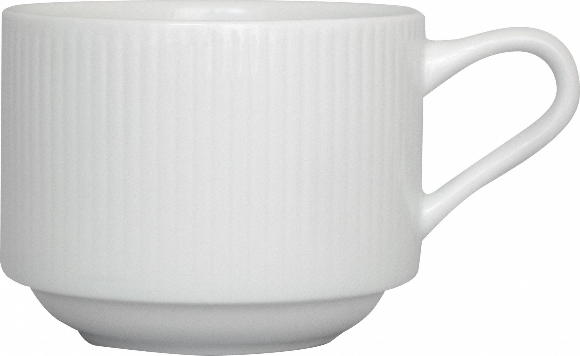 Porcelain BW Stacking Cup, 8oz, PK24: 8 fl oz Capacity, Porcelain, Bright White, 3 3/8 in Dia