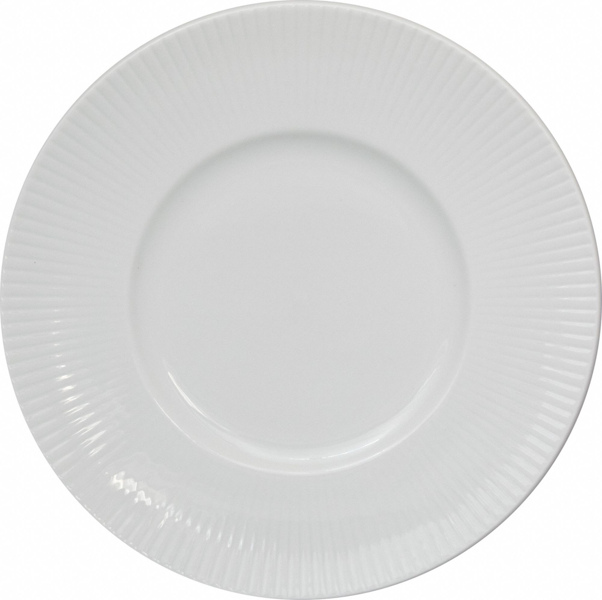 Wide Rim Plate: Sunburst, Bright White, Porcelain, 6 1/2 in Dia