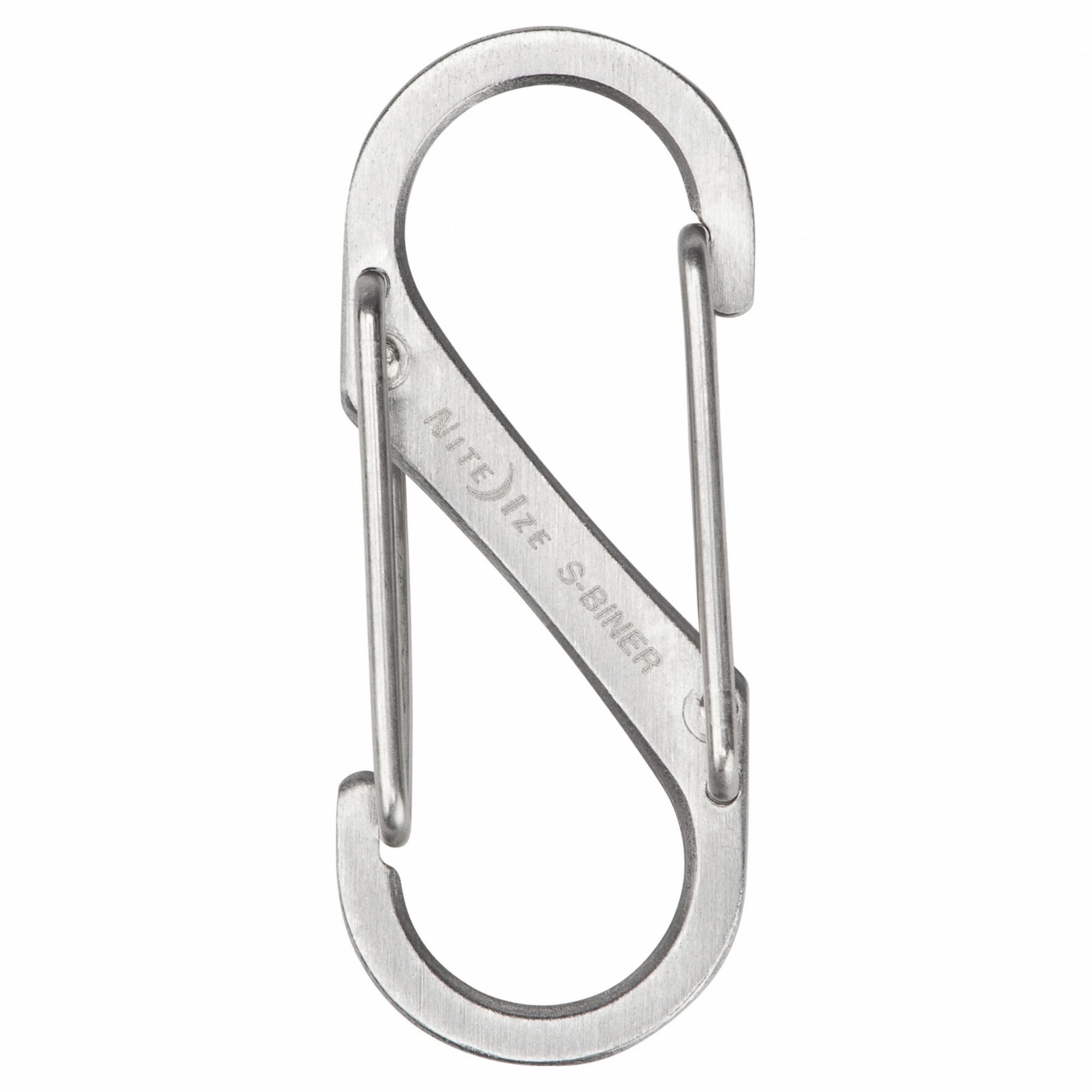 Double Carabiner: 5 lb Working Load Limit, Wire Gate, Stainless Steel