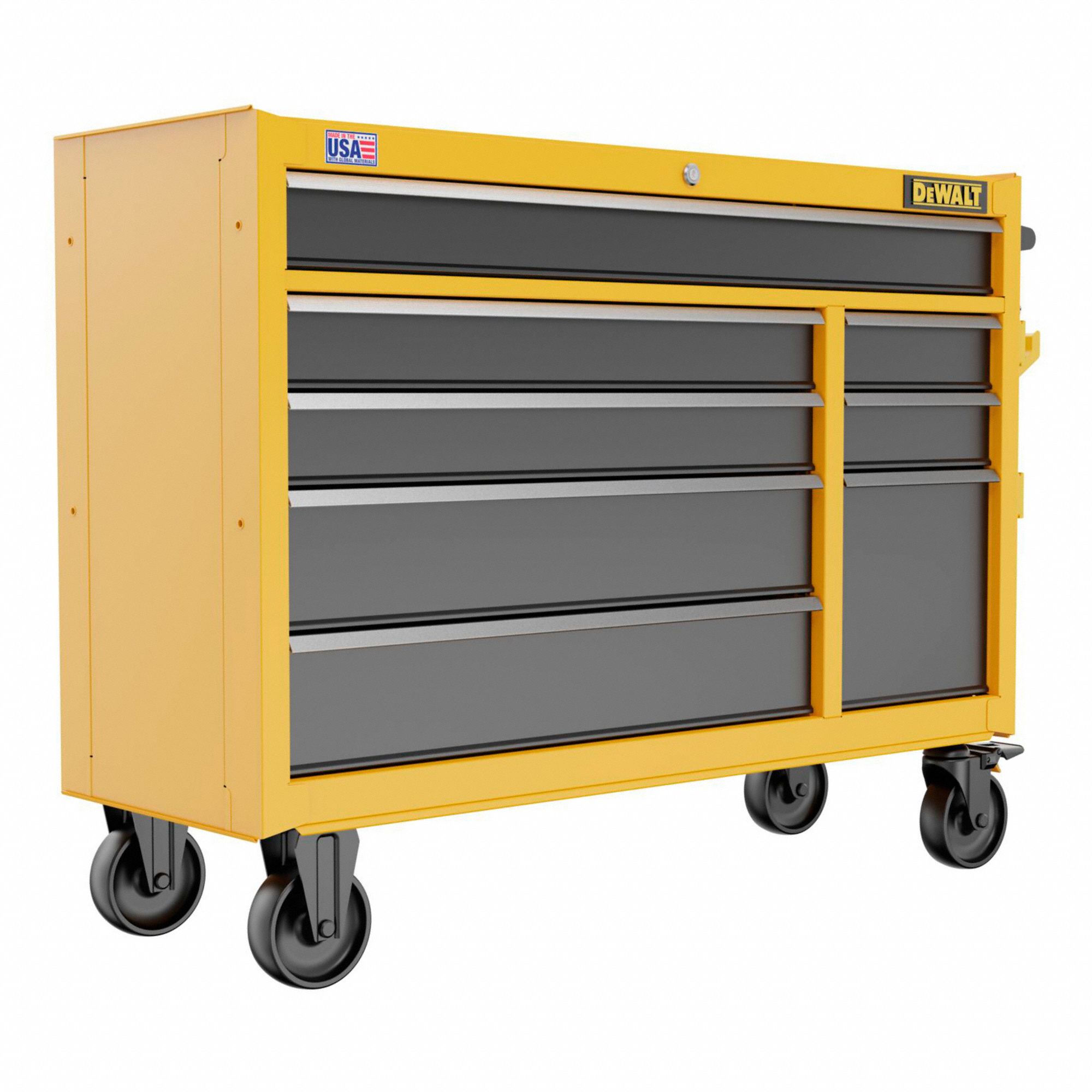 ROLLING TOOL CABINET,YELLOW,52 IN DEP