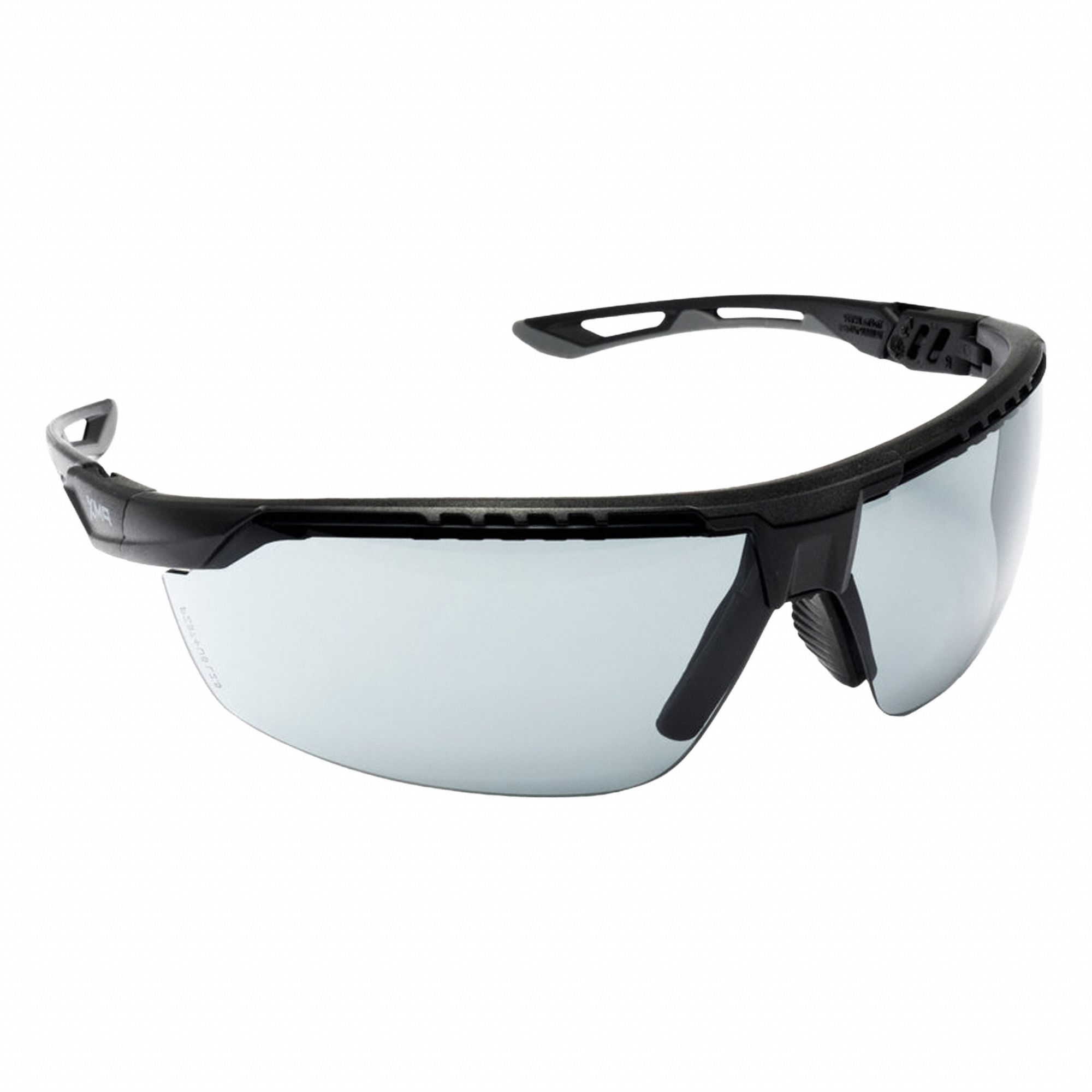 Safety Glasses: Gray Lens, Half-Frame, H2X Anti-Fog, Vented, Black/Gray Frame