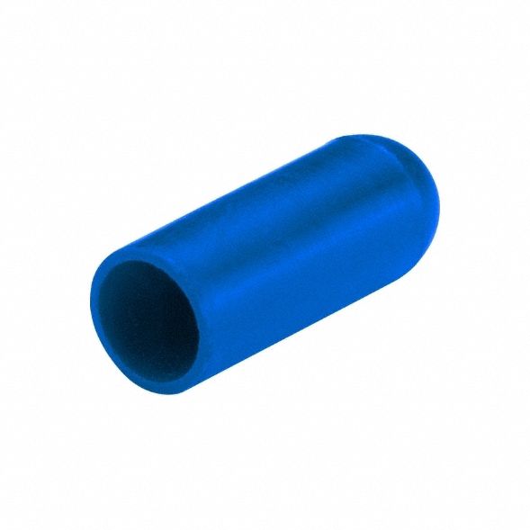 Straight Sided Caps: Silicone, Dark Blue, 0.1 in Inside Dia, 0.5 in Inside Lg, Round, 200 PK